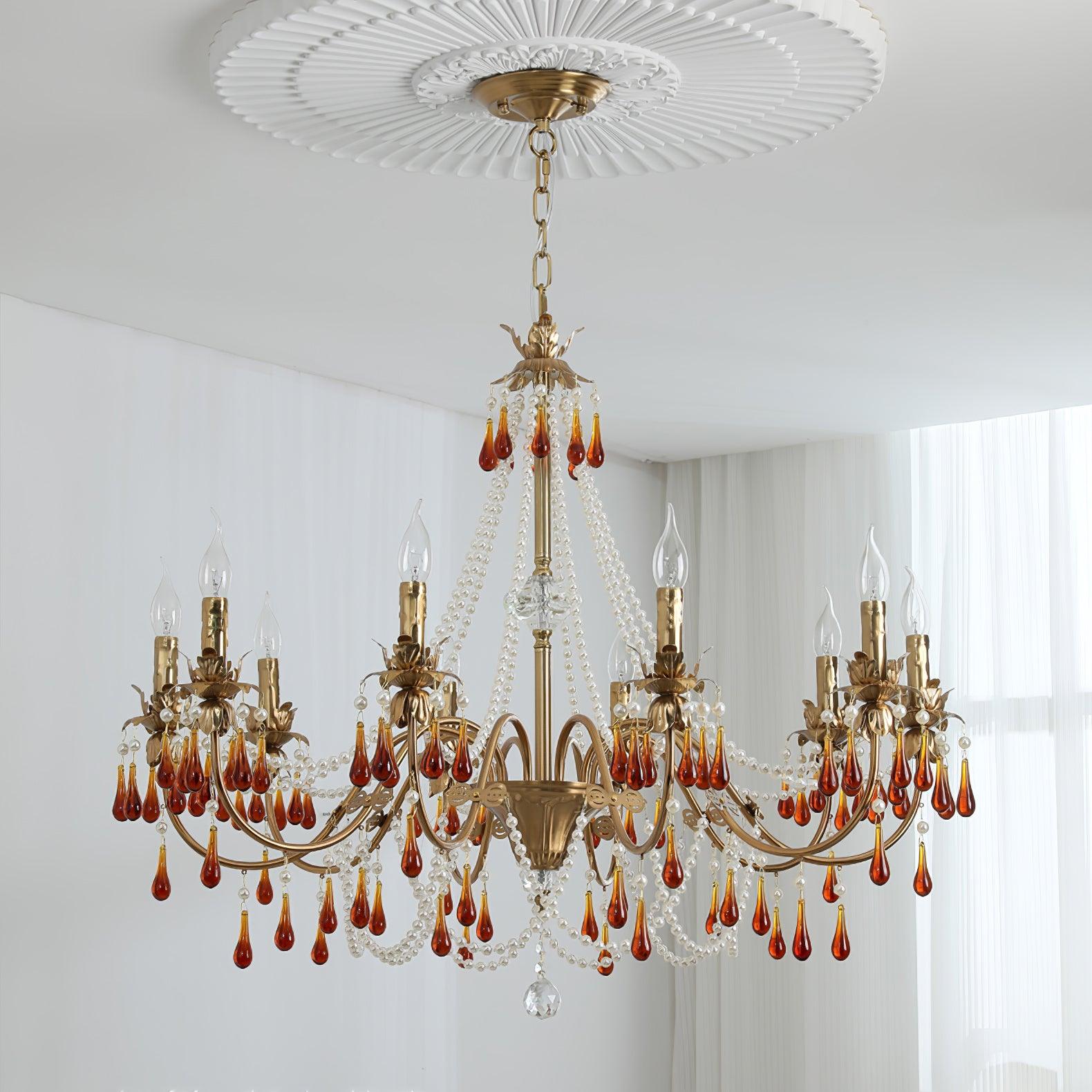 Ormirara Lustre Cristal Ambre Luxe Postmoderne