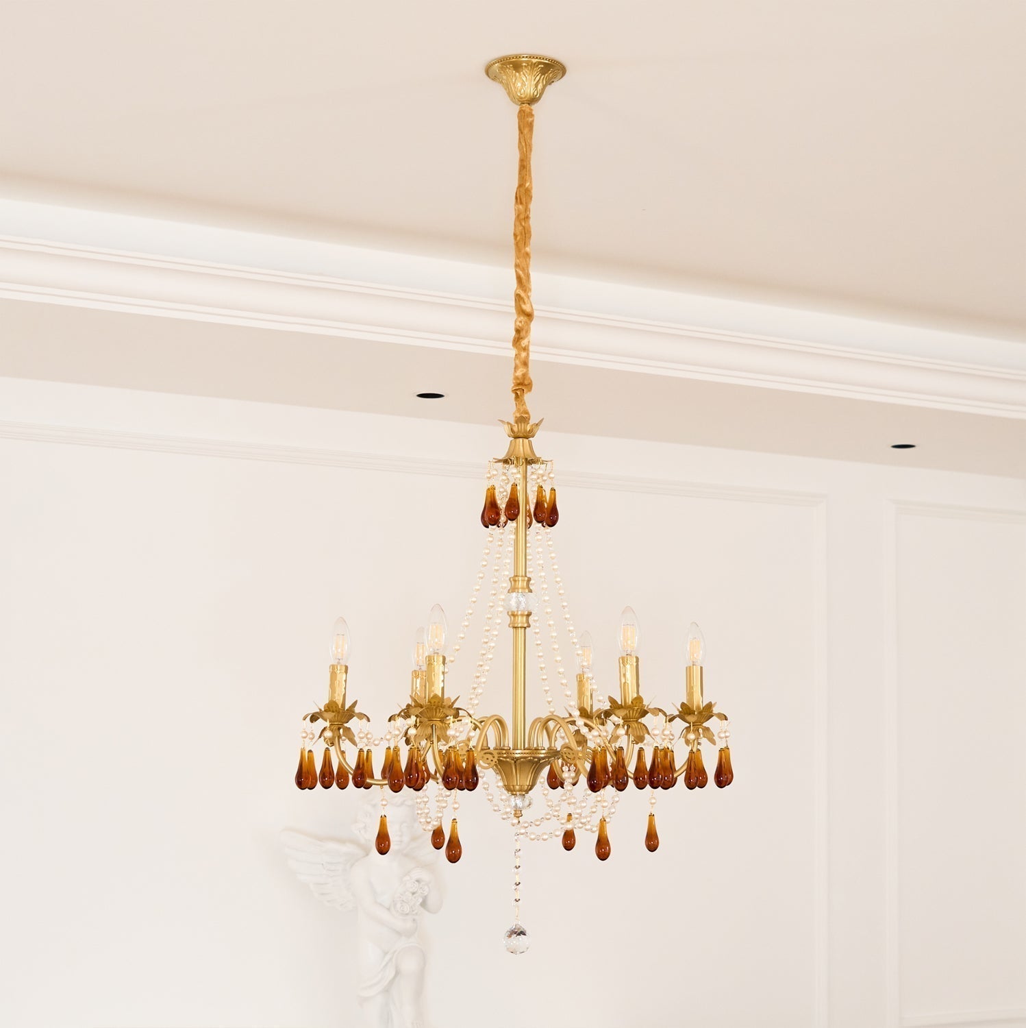 Ormirara Lustre Cristal Ambre Luxe Postmoderne