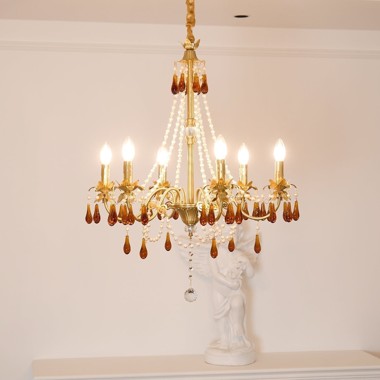 Ormirara Lustre Cristal Ambre Luxe Postmoderne