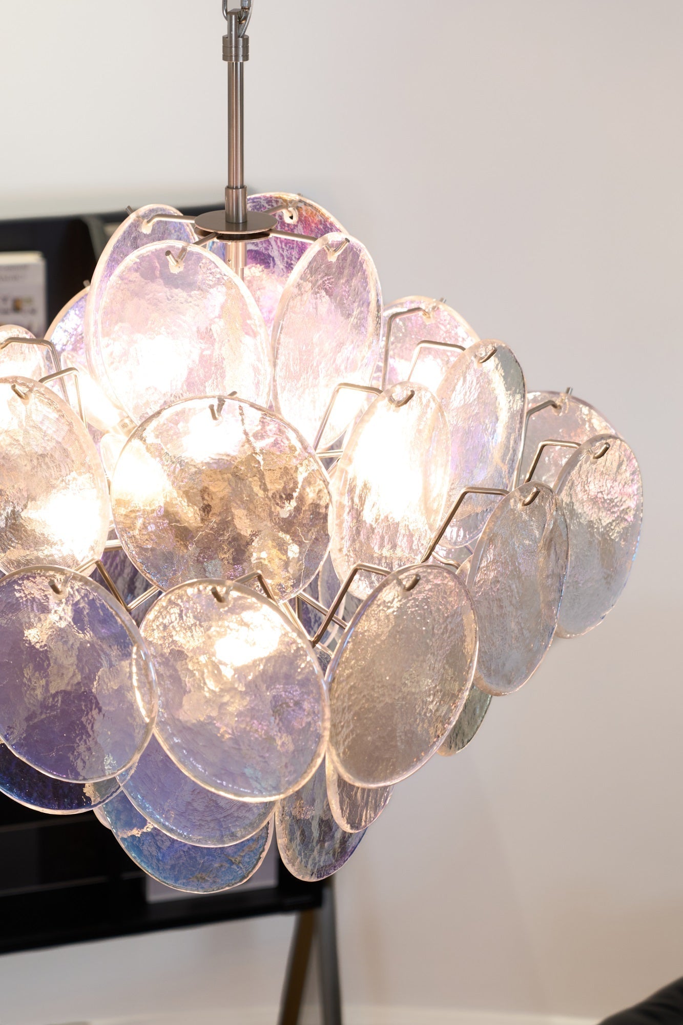 Aurora Lustre Iridescent Murano Disque Superposé