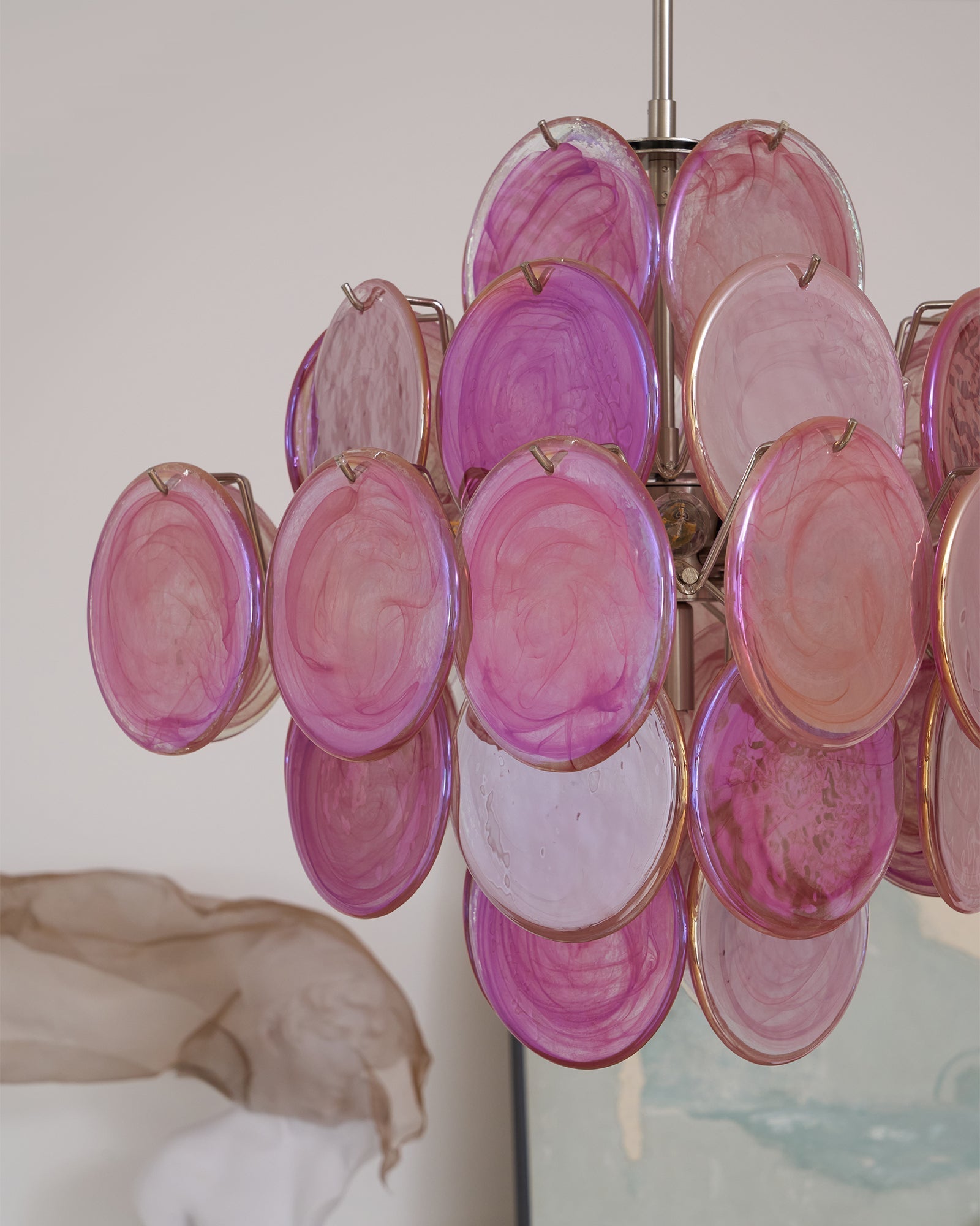 Aurora Lustre Rose Verre Disque Superposé Romantique