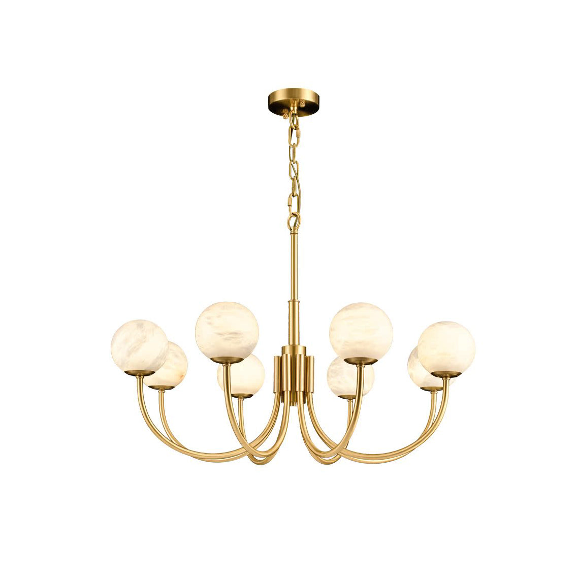 Mjolkuvys Moderne Minimaliste Globe Laiton Albâtre Lustre