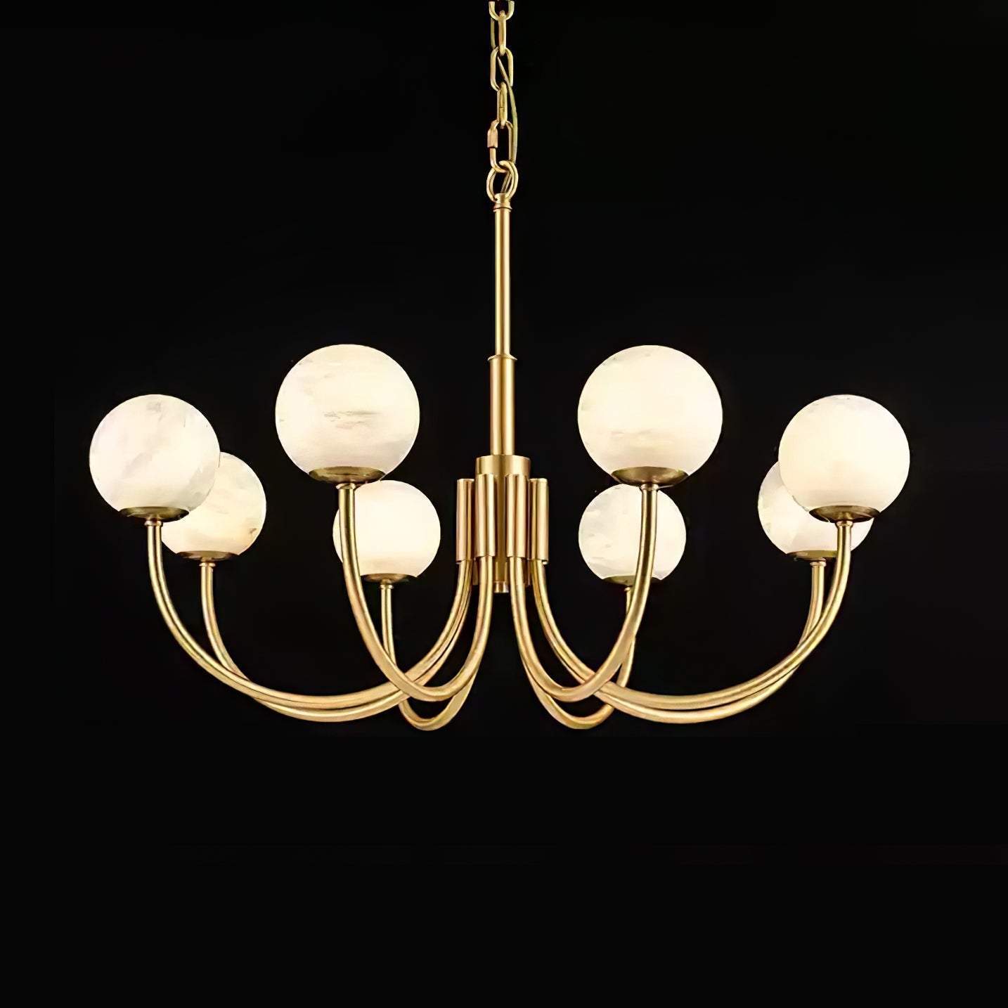 Mjolkuvys Moderne Minimaliste Globe Laiton Albâtre Lustre