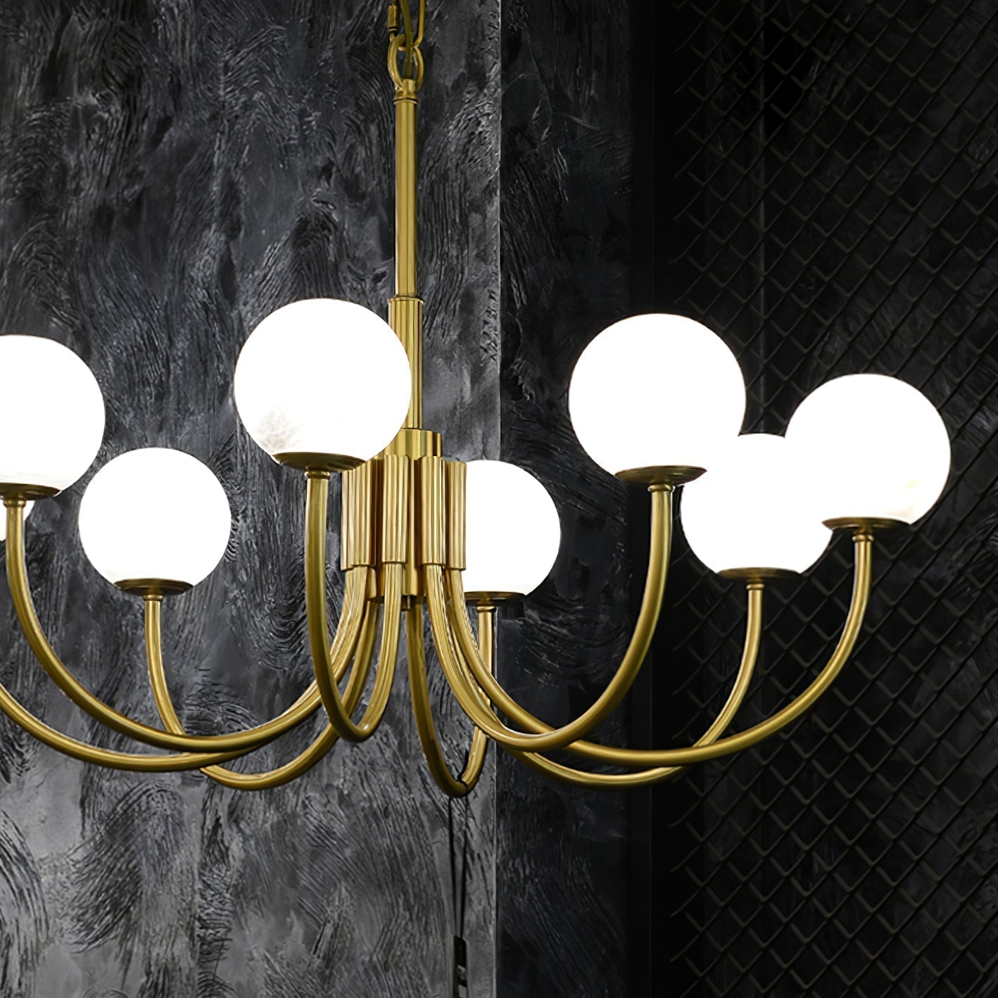 Mjolkuvys Moderne Minimaliste Globe Laiton Albâtre Lustre