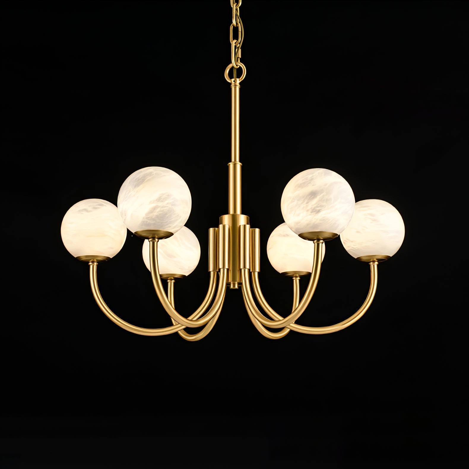 Mjolkuvys Moderne Minimaliste Globe Laiton Albâtre Lustre