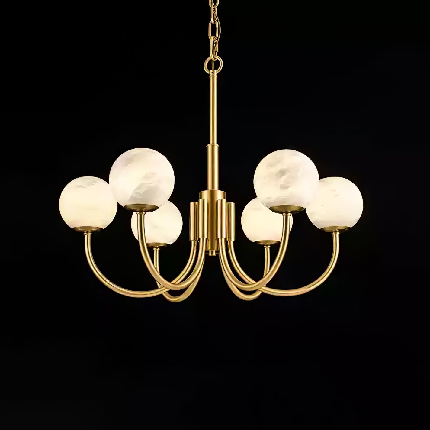 Mjolkuvys Moderne Minimaliste Globe Laiton Albâtre Lustre