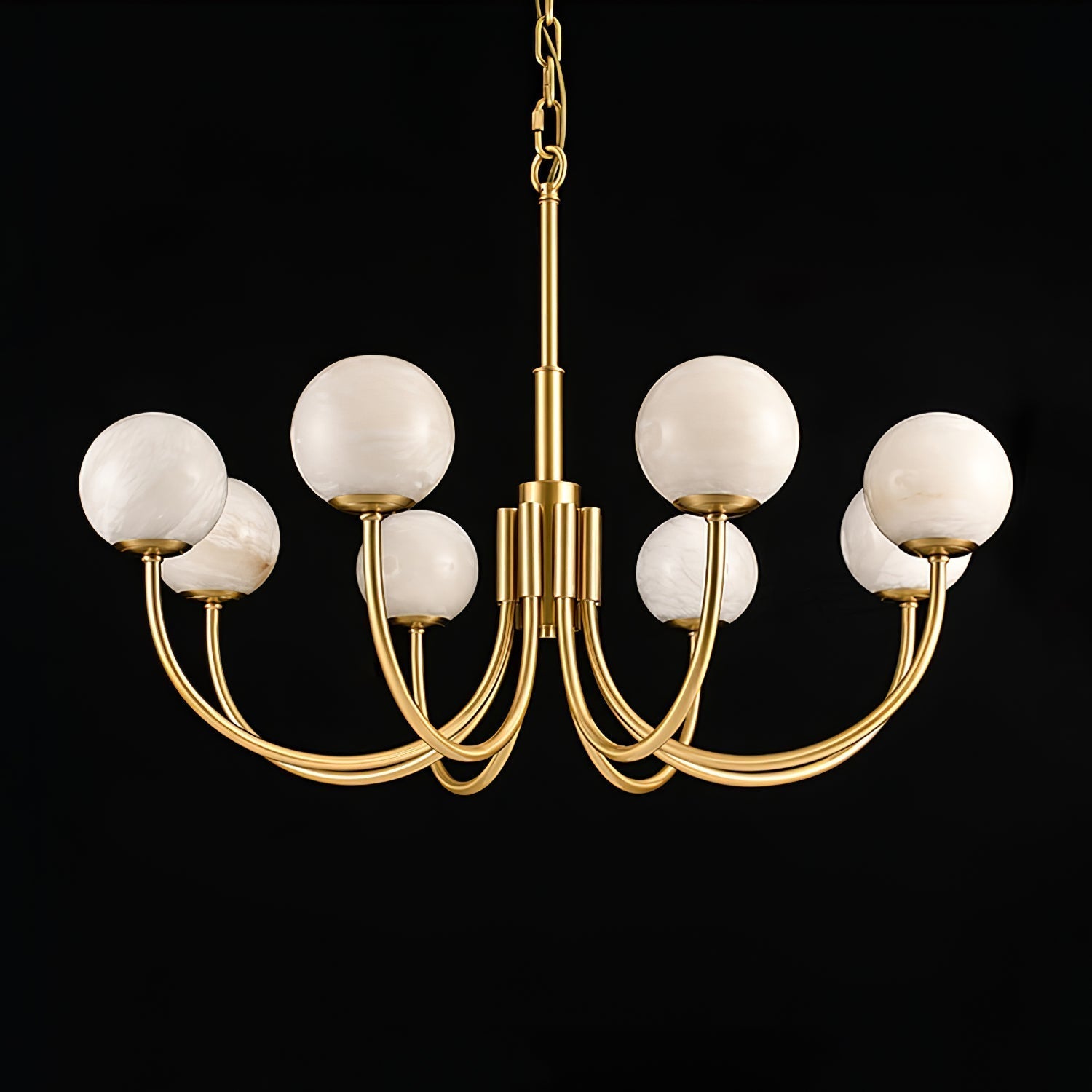 Mjolkuvys Moderne Minimaliste Globe Laiton Albâtre Lustre