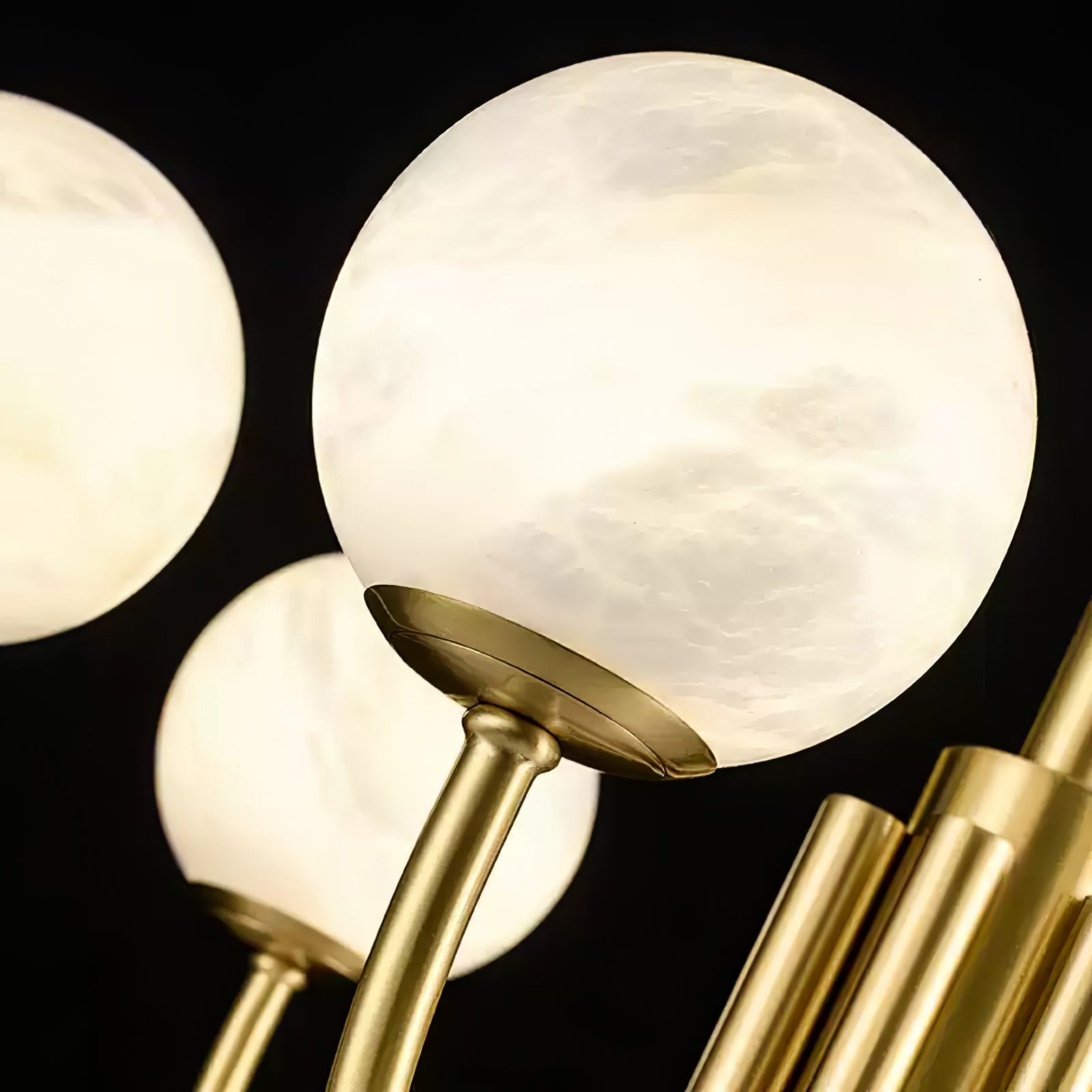 Mjolkuvys Moderne Minimaliste Globe Laiton Albâtre Lustre