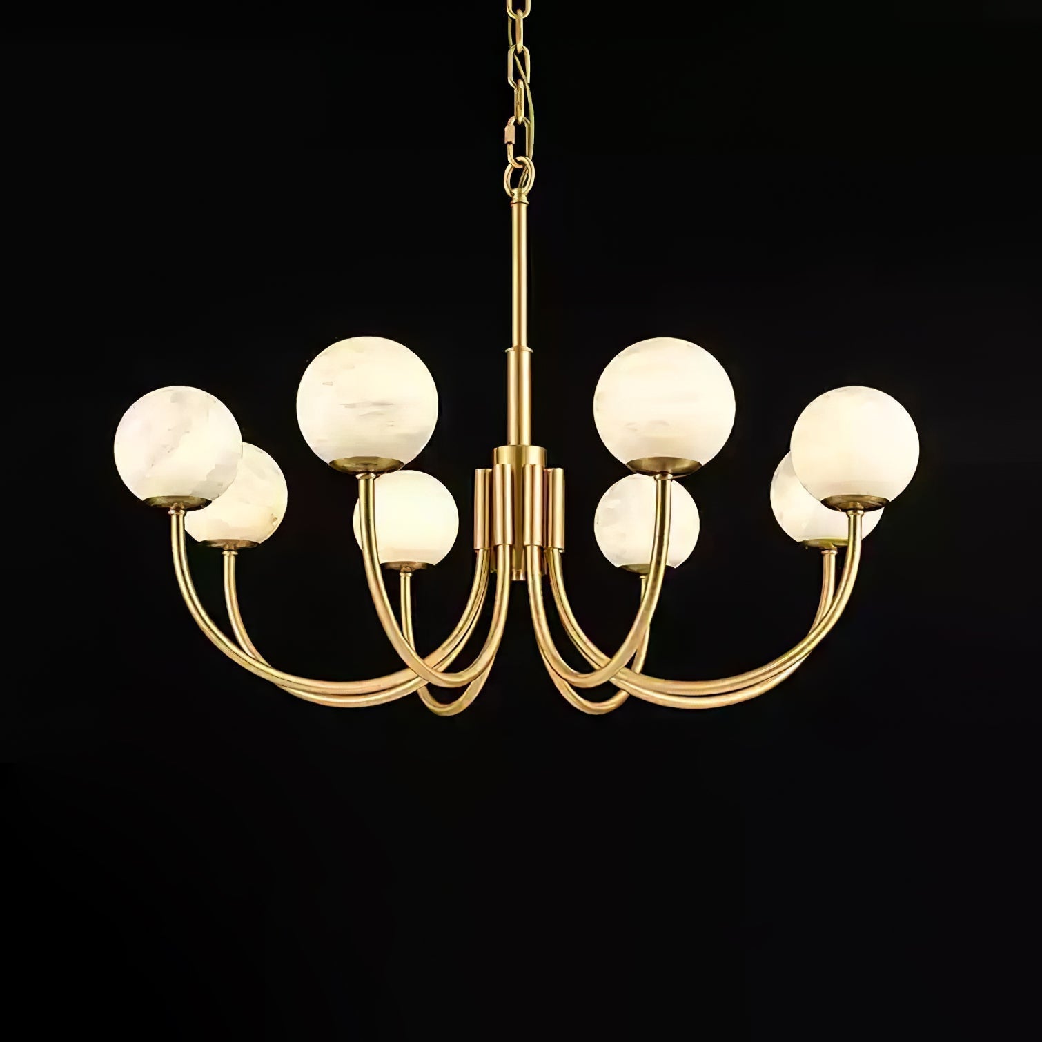 Mjolkuvys Moderne Minimaliste Globe Laiton Albâtre Lustre