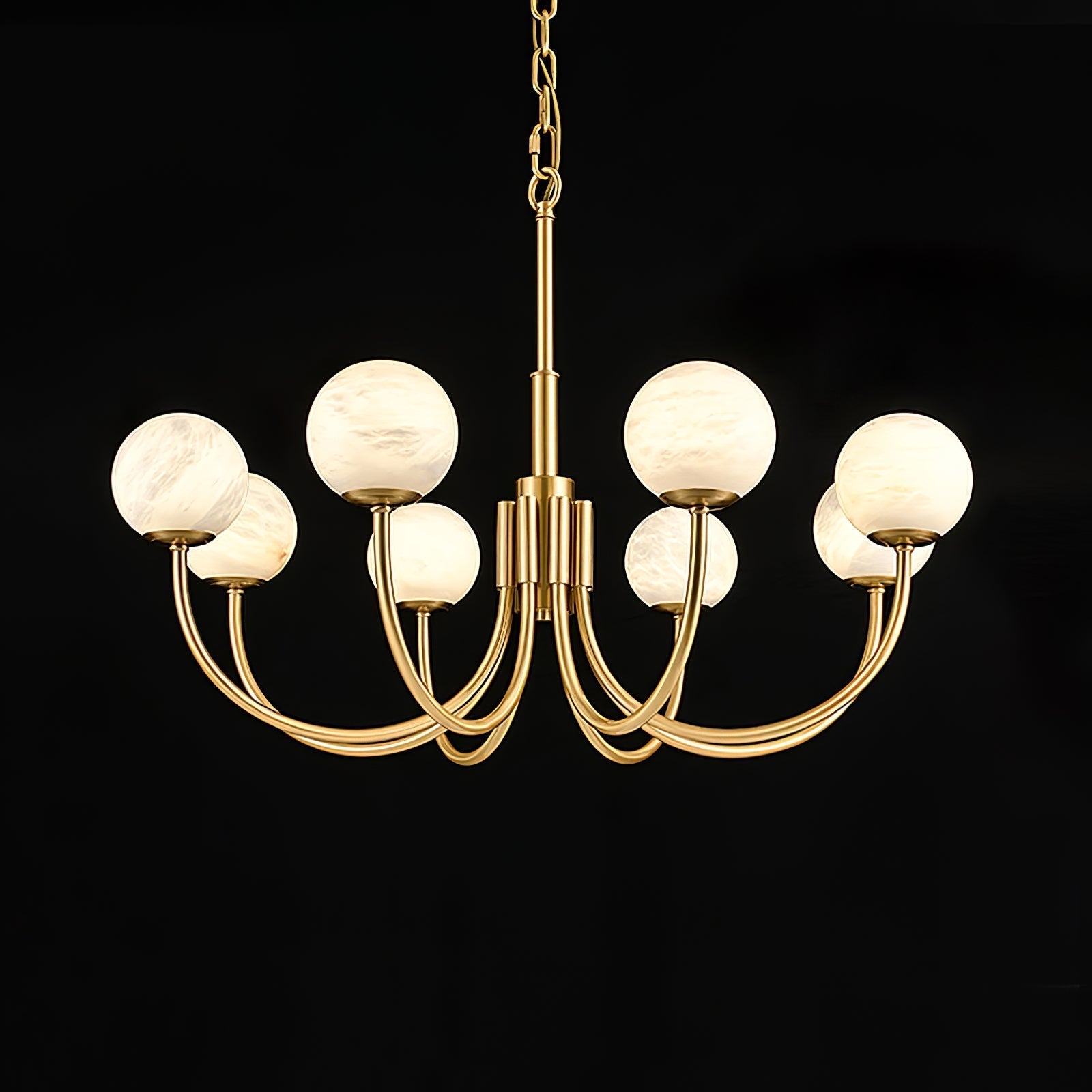 Mjolkuvys Moderne Minimaliste Globe Laiton Albâtre Lustre