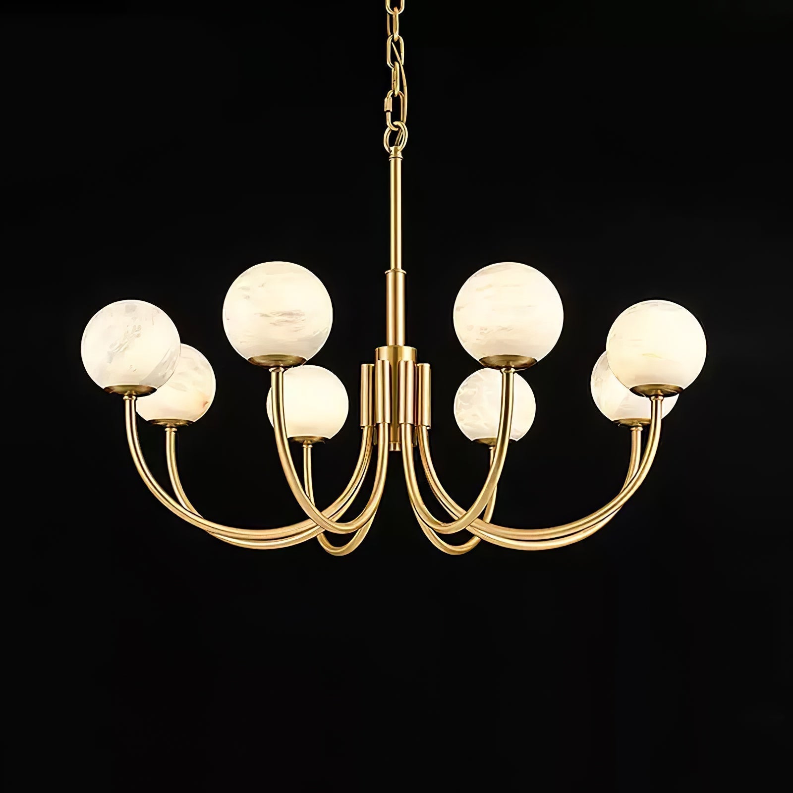 Mjolkuvys Moderne Minimaliste Globe Laiton Albâtre Lustre