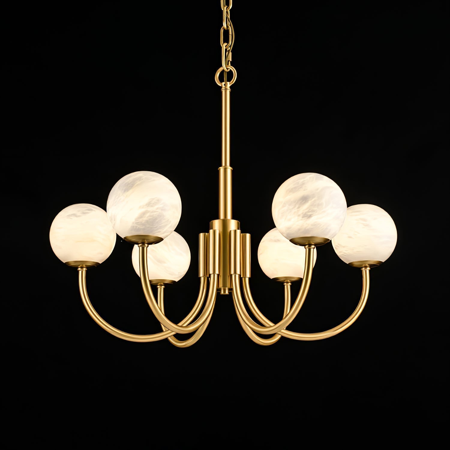 Mjolkuvys Moderne Minimaliste Globe Laiton Albâtre Lustre