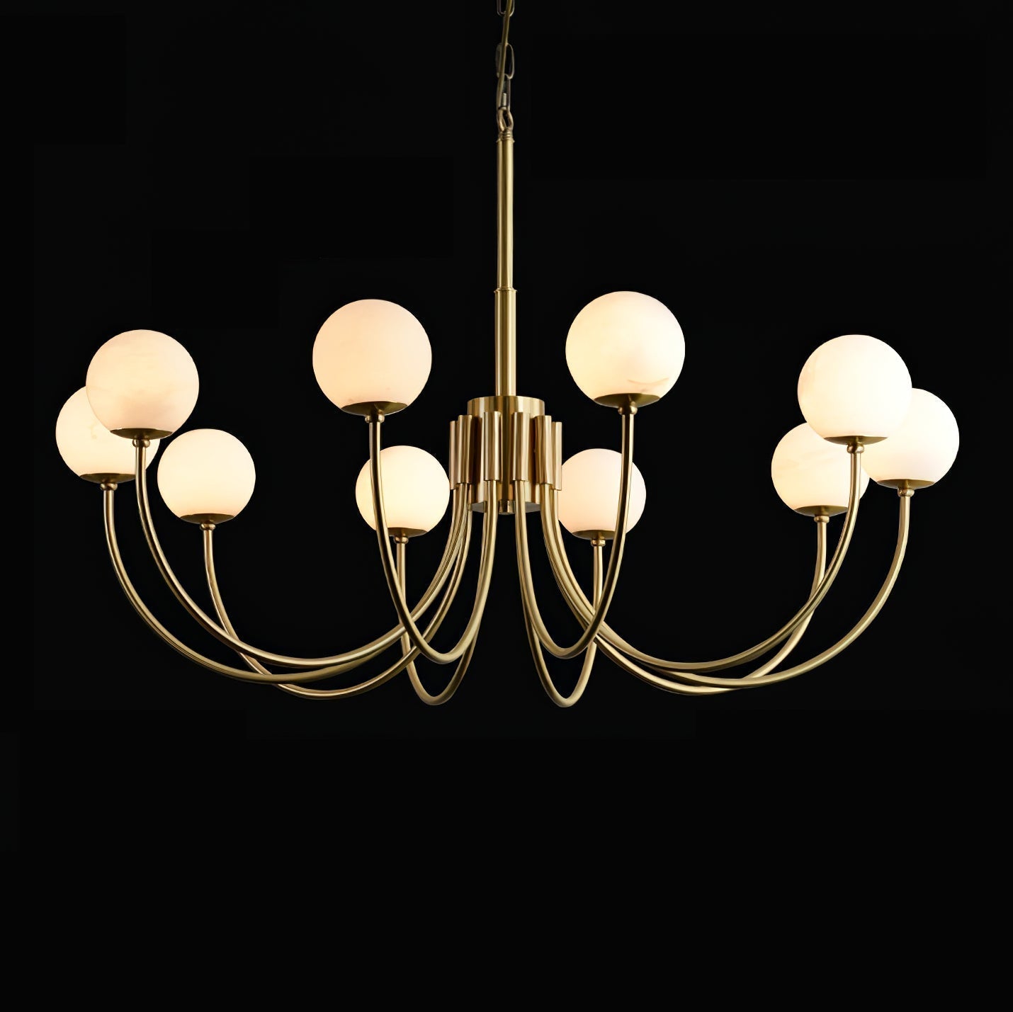 Mjolkuvys Moderne Minimaliste Globe Laiton Albâtre Lustre
