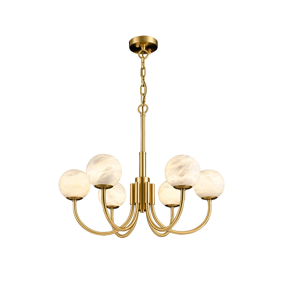 Mjolkuvys Moderne Minimaliste Globe Laiton Albâtre Lustre