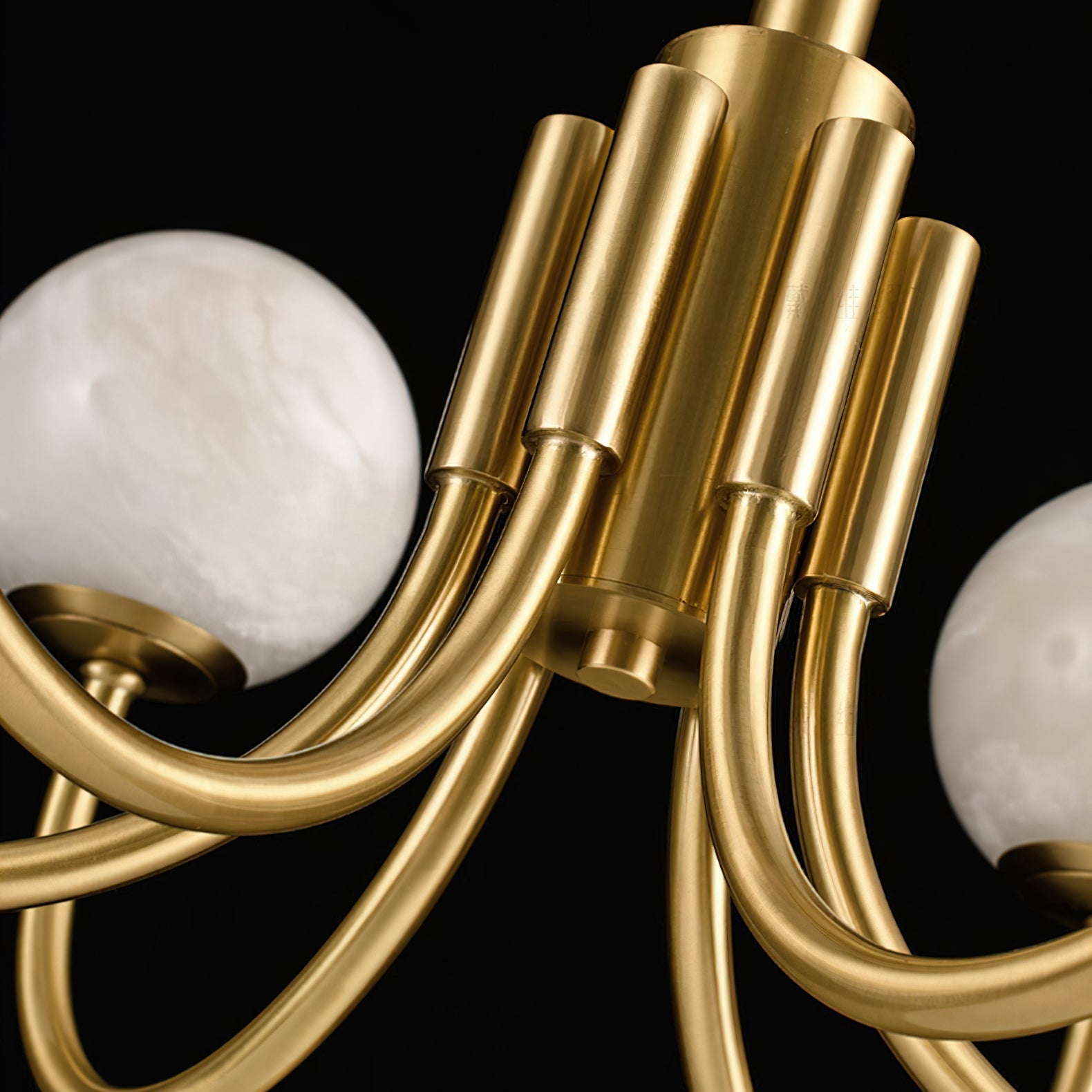 Mjolkuvys Moderne Minimaliste Globe Laiton Albâtre Lustre