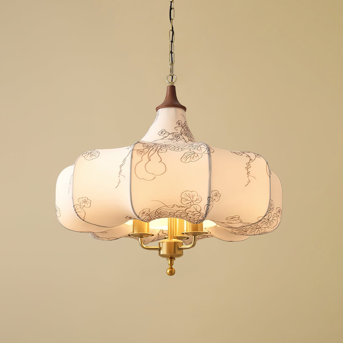 Fioren Tissu Bois Pendentif Lumière