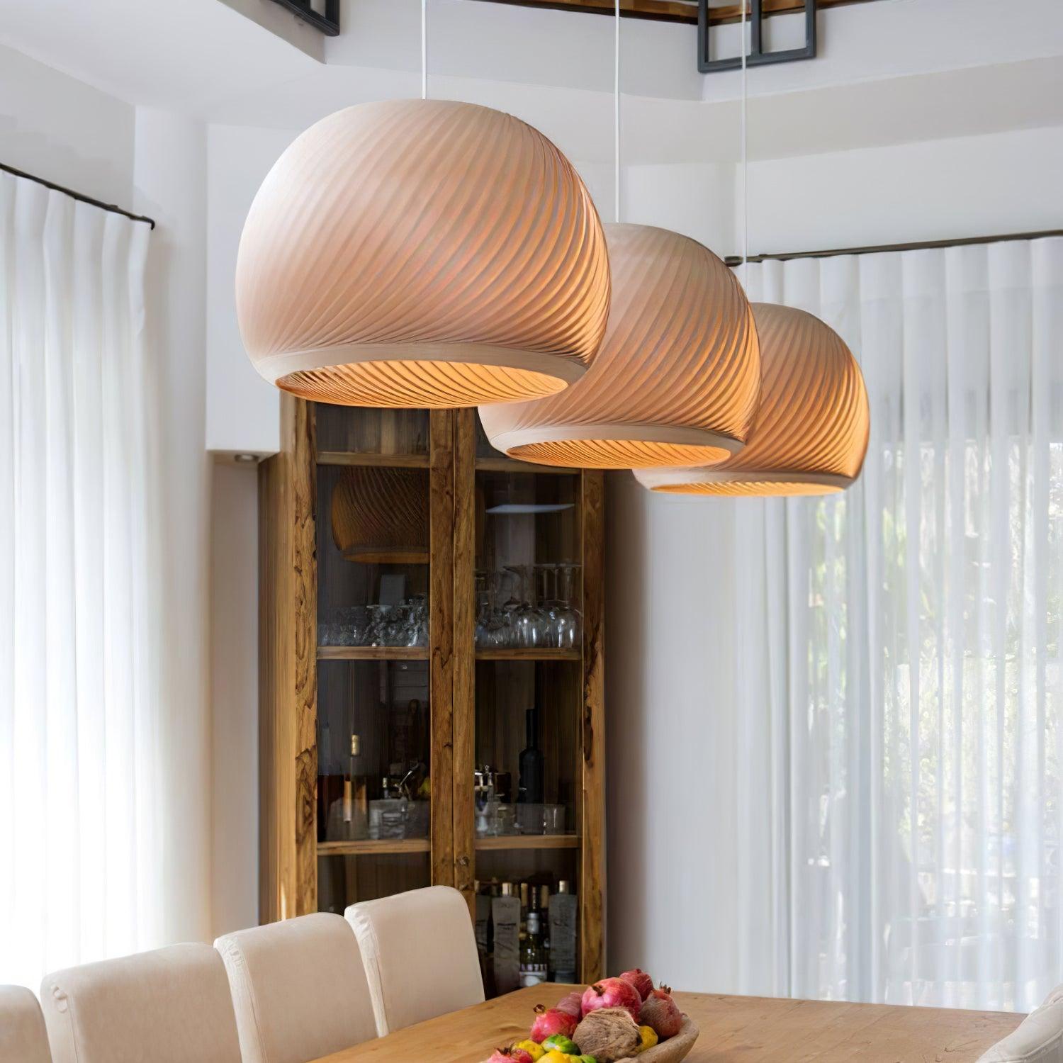 Spiral Lampe Suspension en Bois Vintage