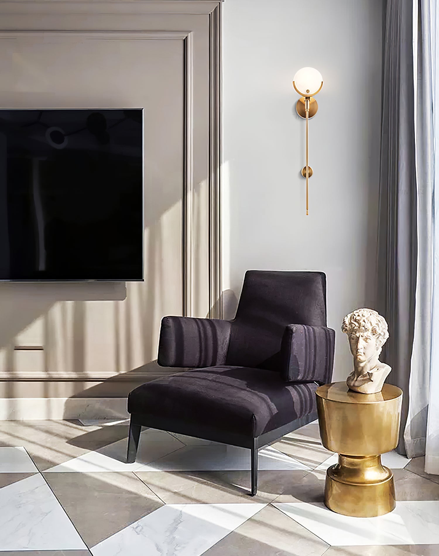 Ljomuvyo Moderne Minimaliste Laiton Albâtre Applique Murale