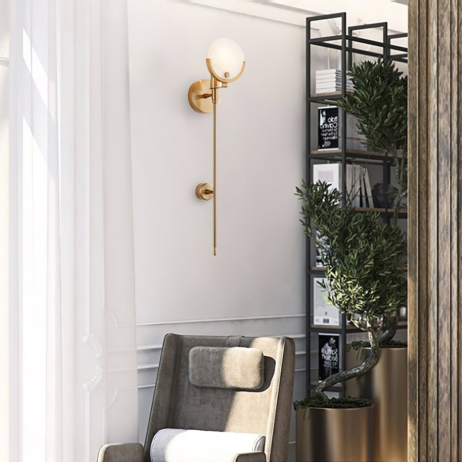 Ljomuvyo Moderne Minimaliste Laiton Albâtre Applique Murale