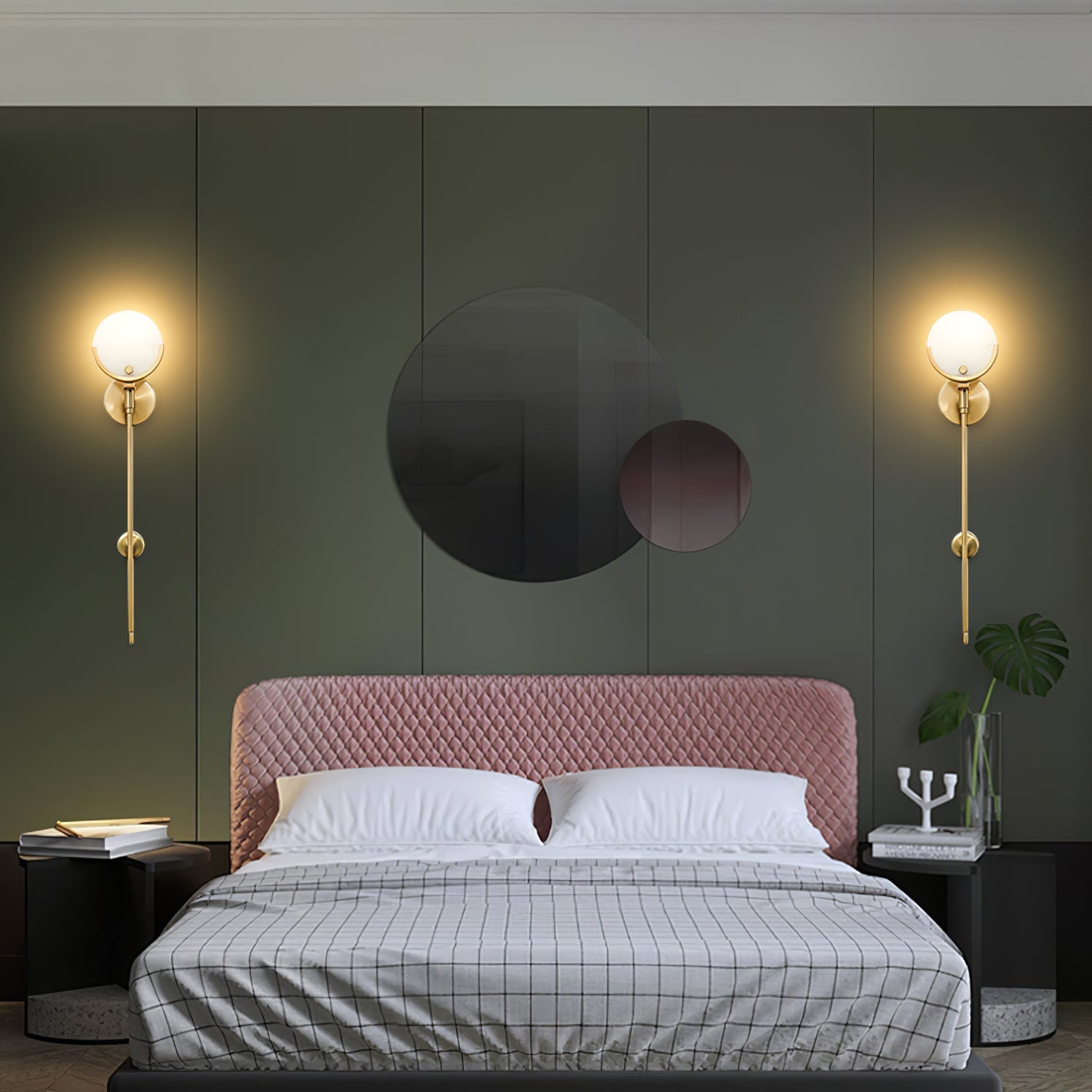 Ljomuvyo Moderne Minimaliste Laiton Albâtre Applique Murale