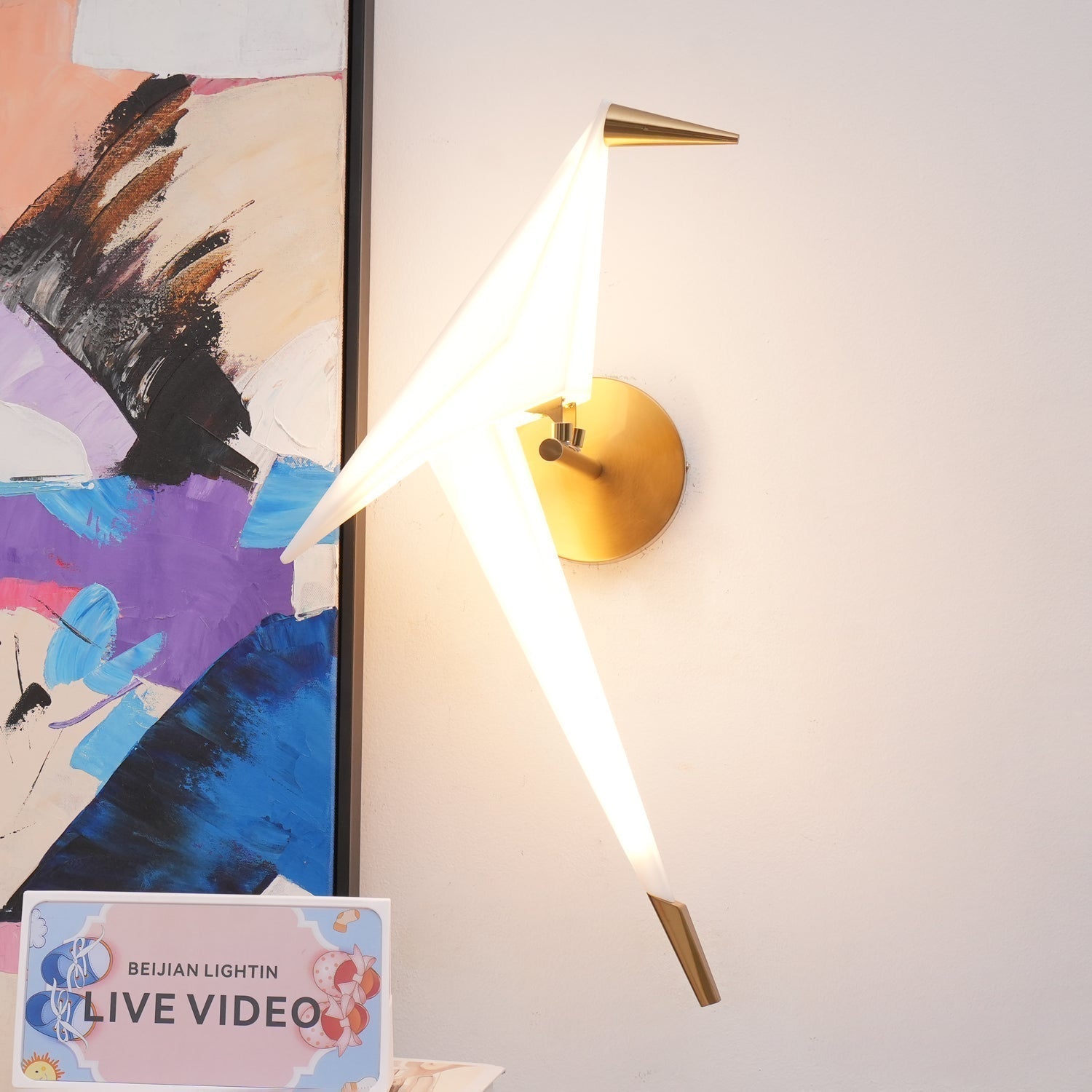 Visileth Nordic Art Crane Plug-In Wall Lamp
