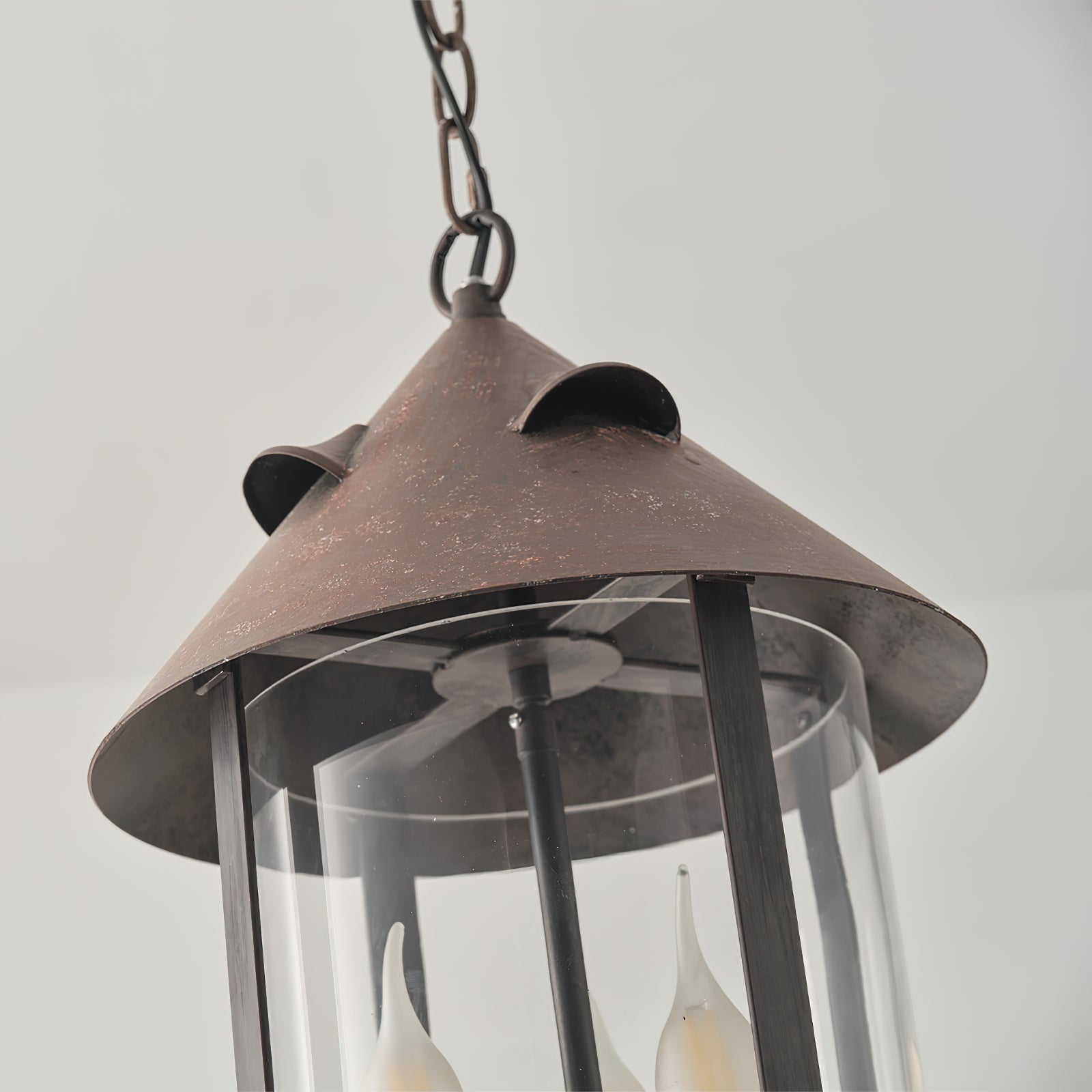 Tinduvyh Ancien Industriel Métal Verre Lanterne Suspension