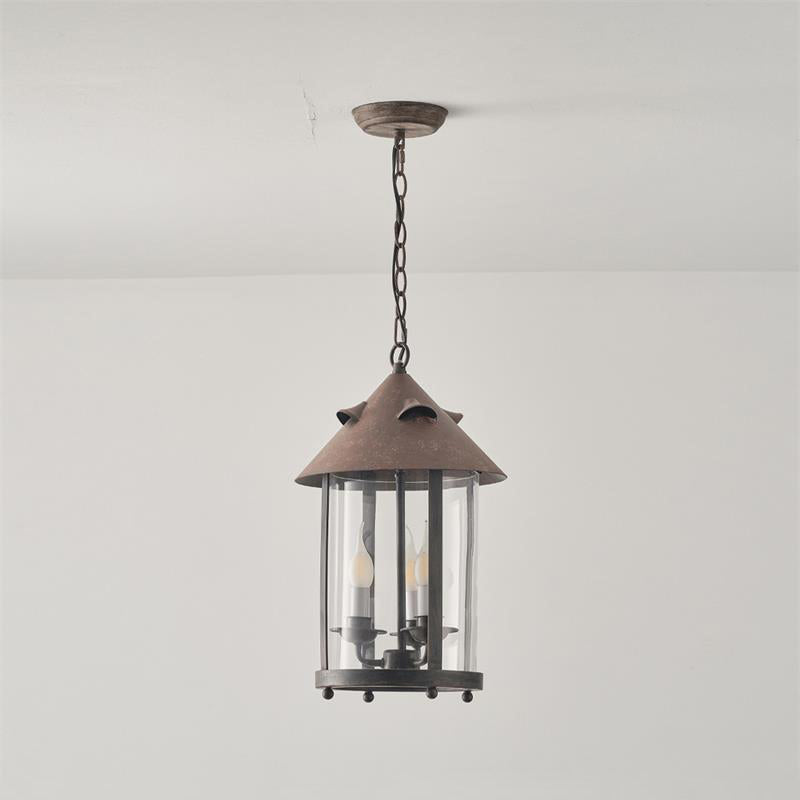 Tinduvyh Ancien Industriel Métal Verre Lanterne Suspension