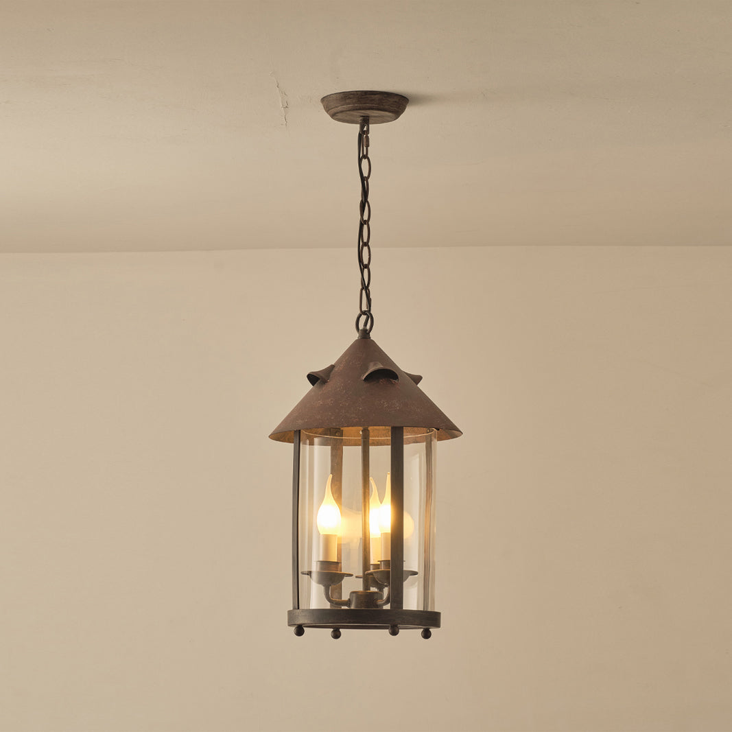 Tinduvyh Ancien Industriel Métal Verre Lanterne Suspension