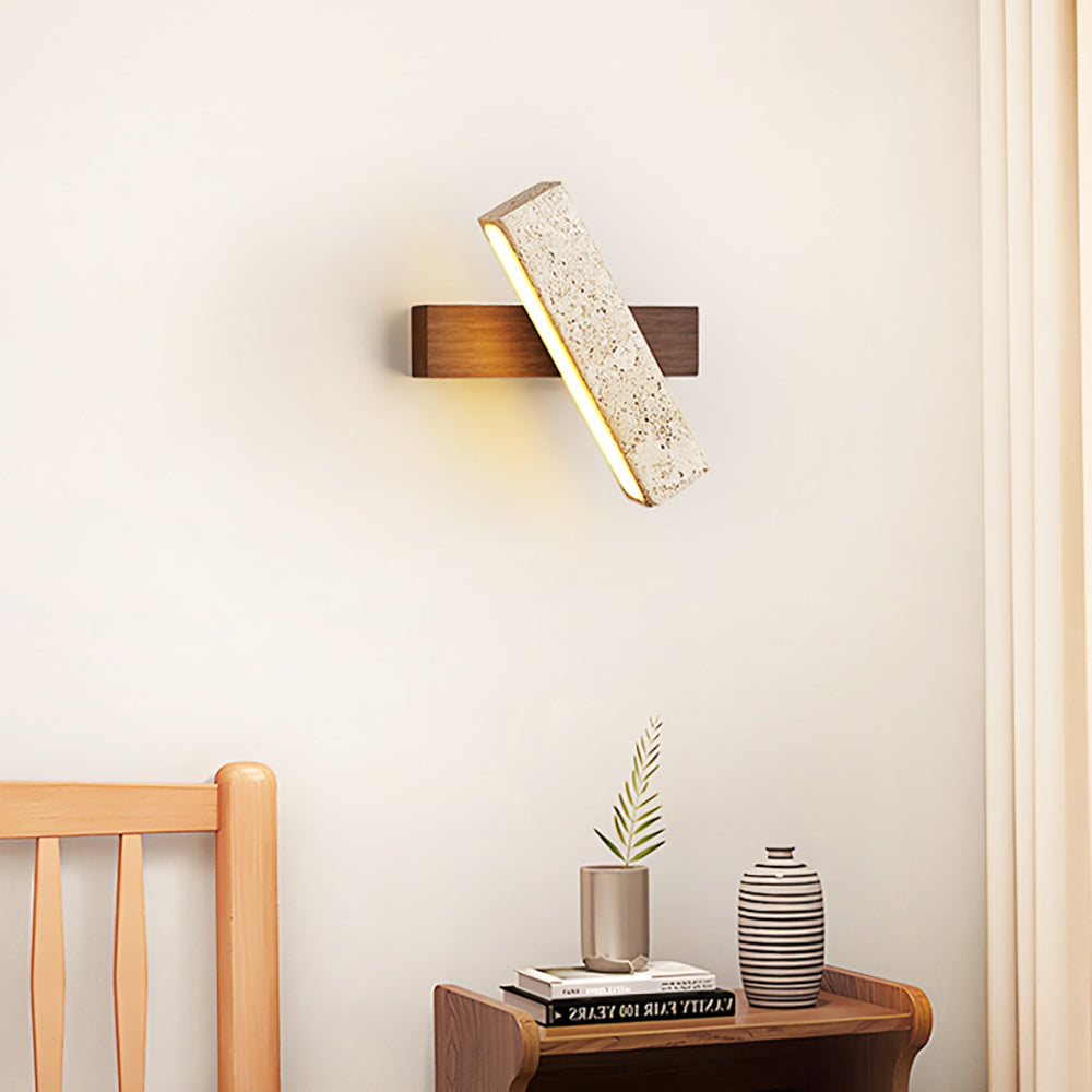 Ostruvyo Moderne Minimaliste Linéaire Noyer Travertin Applique Murale