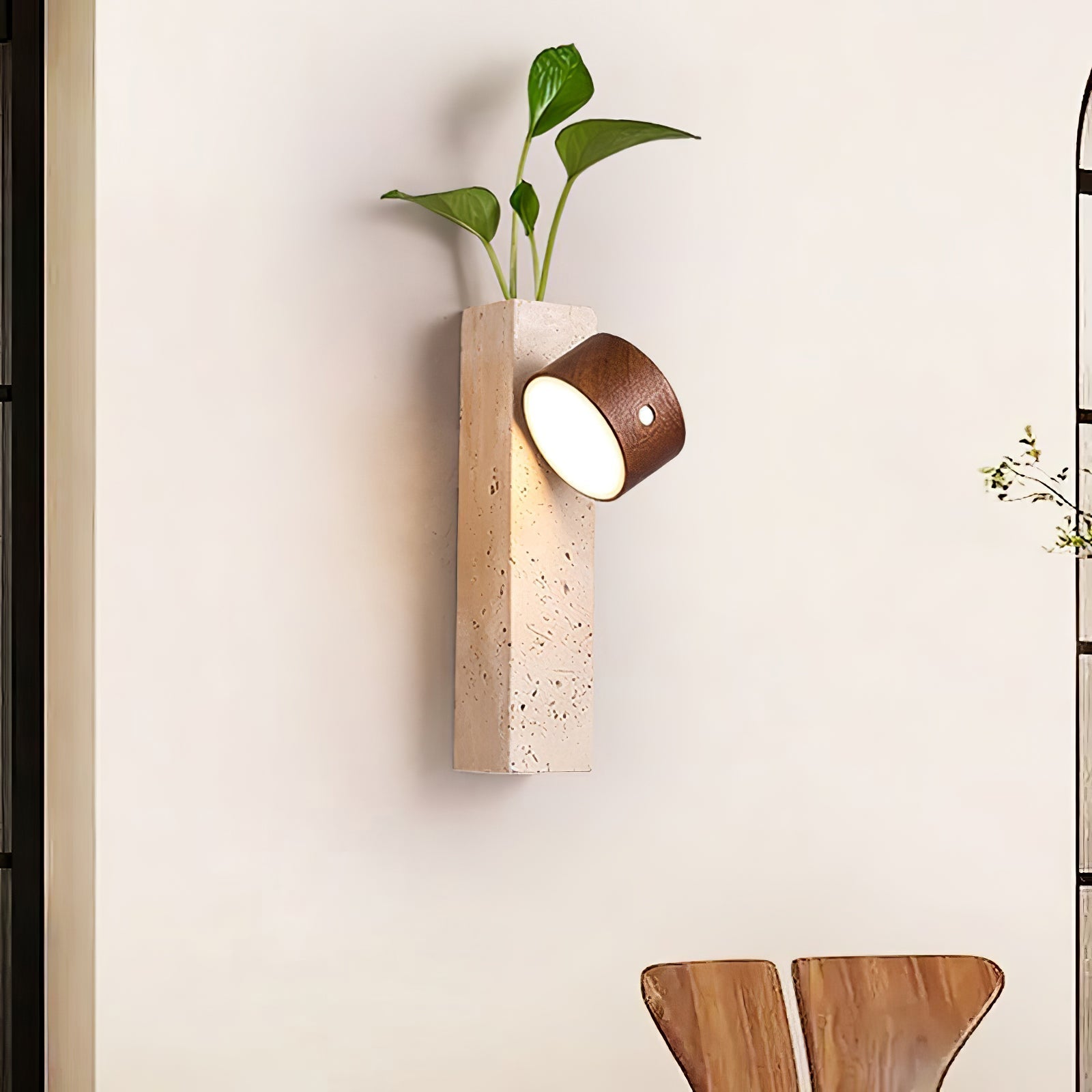 Zarinila Rectangulaire-Bloc Travertin Luminaire Mural
