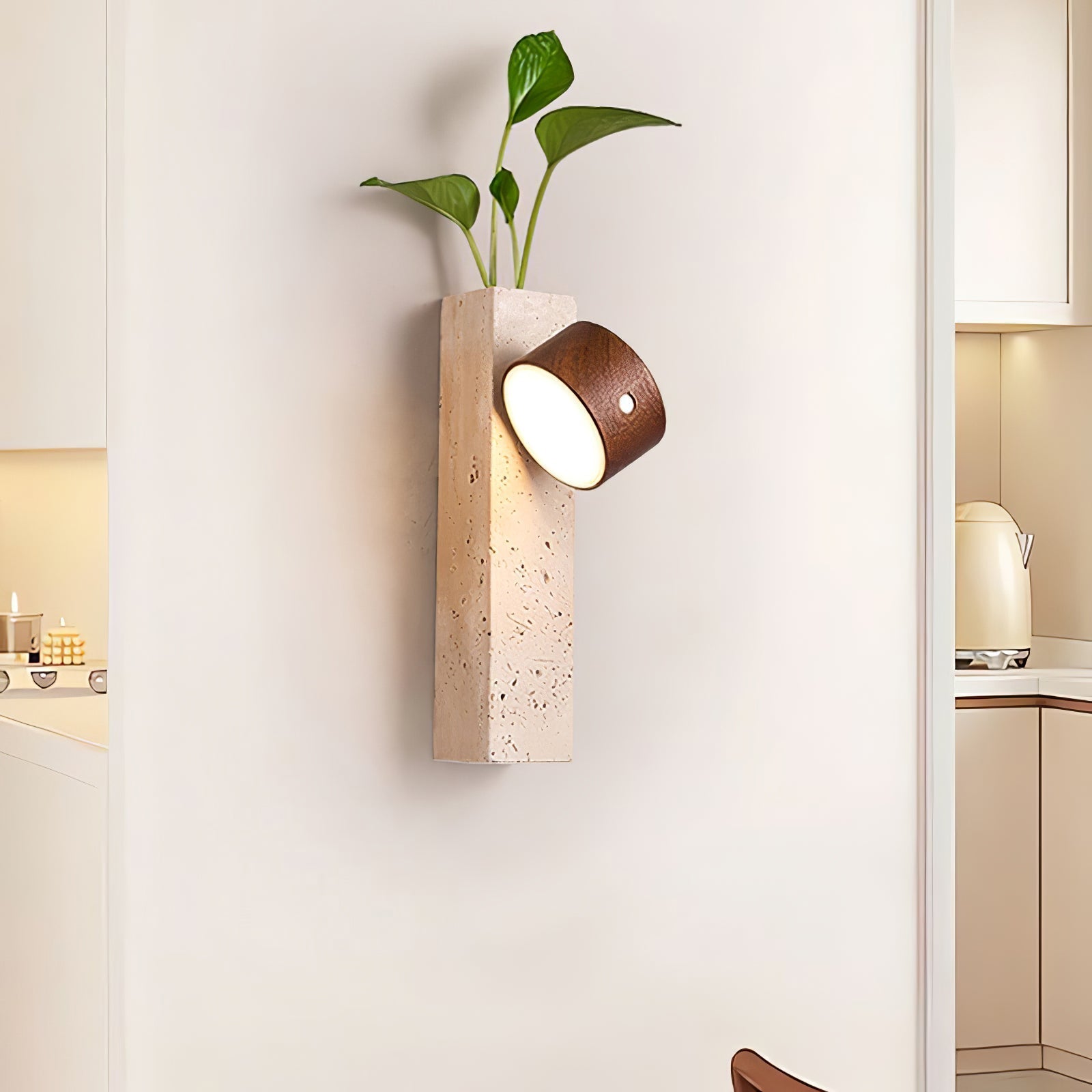 Zarinila Rectangulaire-Bloc Travertin Luminaire Mural