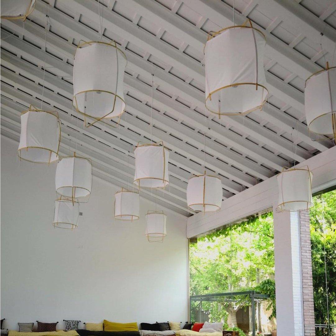 Lustra Suspension Abat-jour en Bambou pour Salon