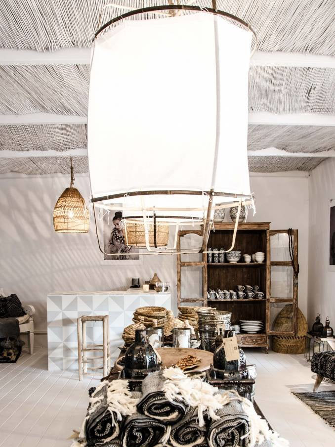 Lustra Suspension Abat-jour en Bambou pour Salon