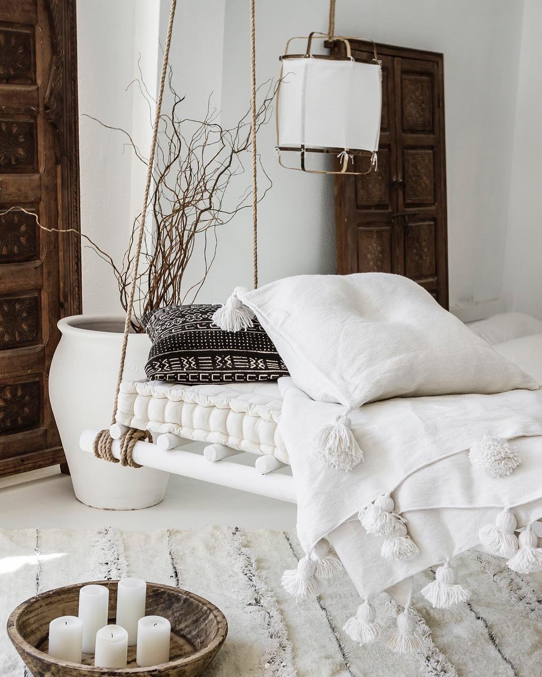 Lustra Suspension Abat-jour en Bambou pour Salon