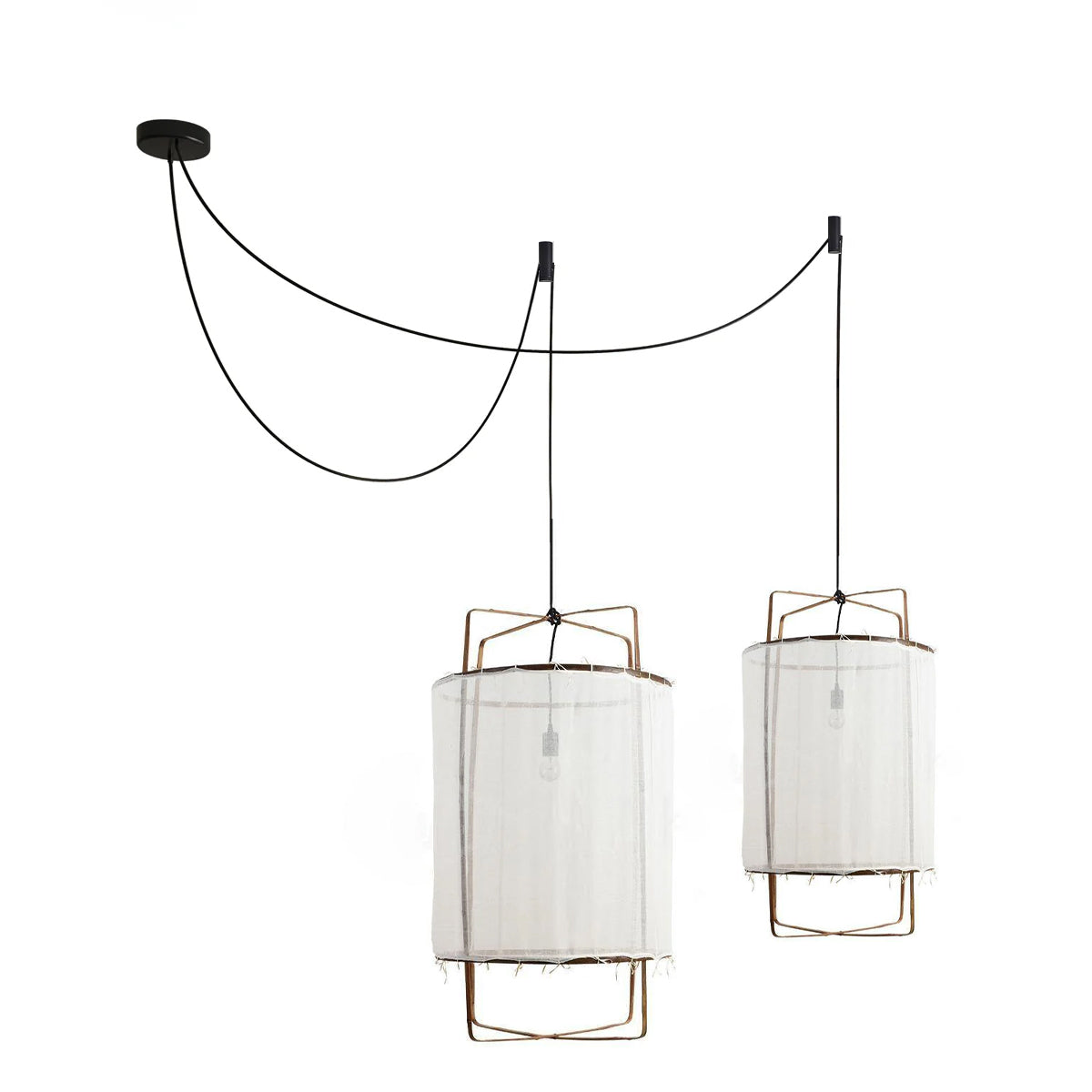 Lustra Suspension Abat-jour en Bambou pour Salon