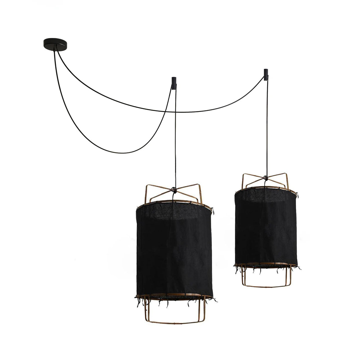 Lustra Suspension Abat-jour en Bambou pour Salon