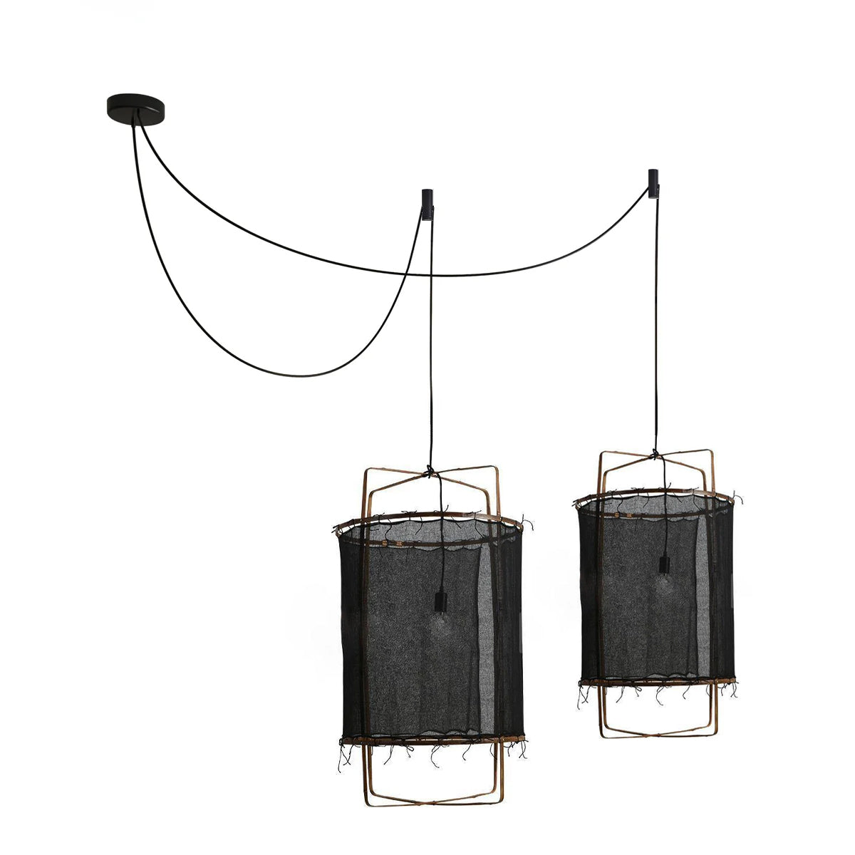 Lustra Suspension Abat-jour en Bambou pour Salon