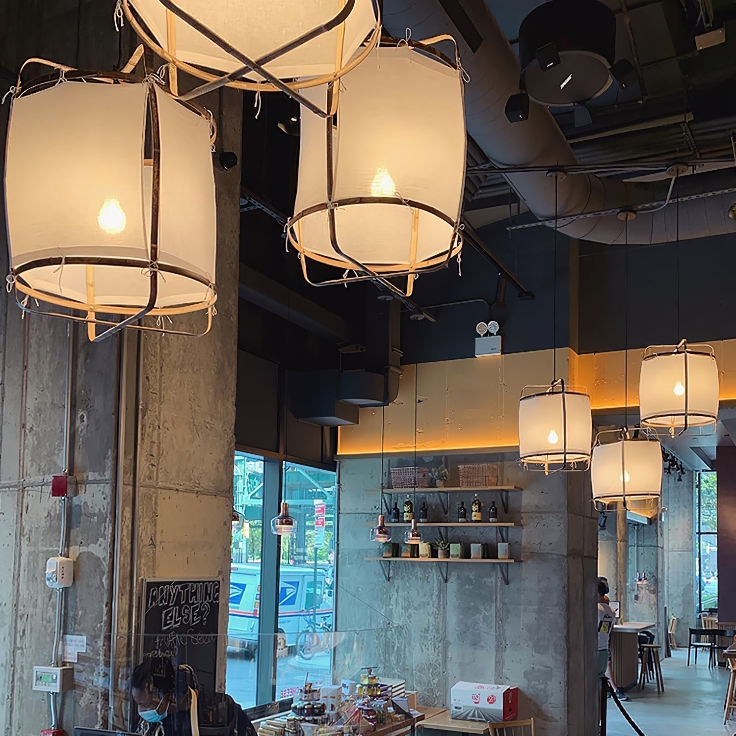 Lustra Suspension Abat-jour en Bambou pour Salon