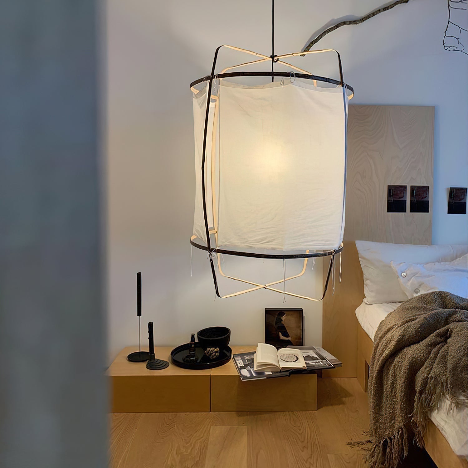 Lustra Suspension Abat-jour en Bambou pour Salon