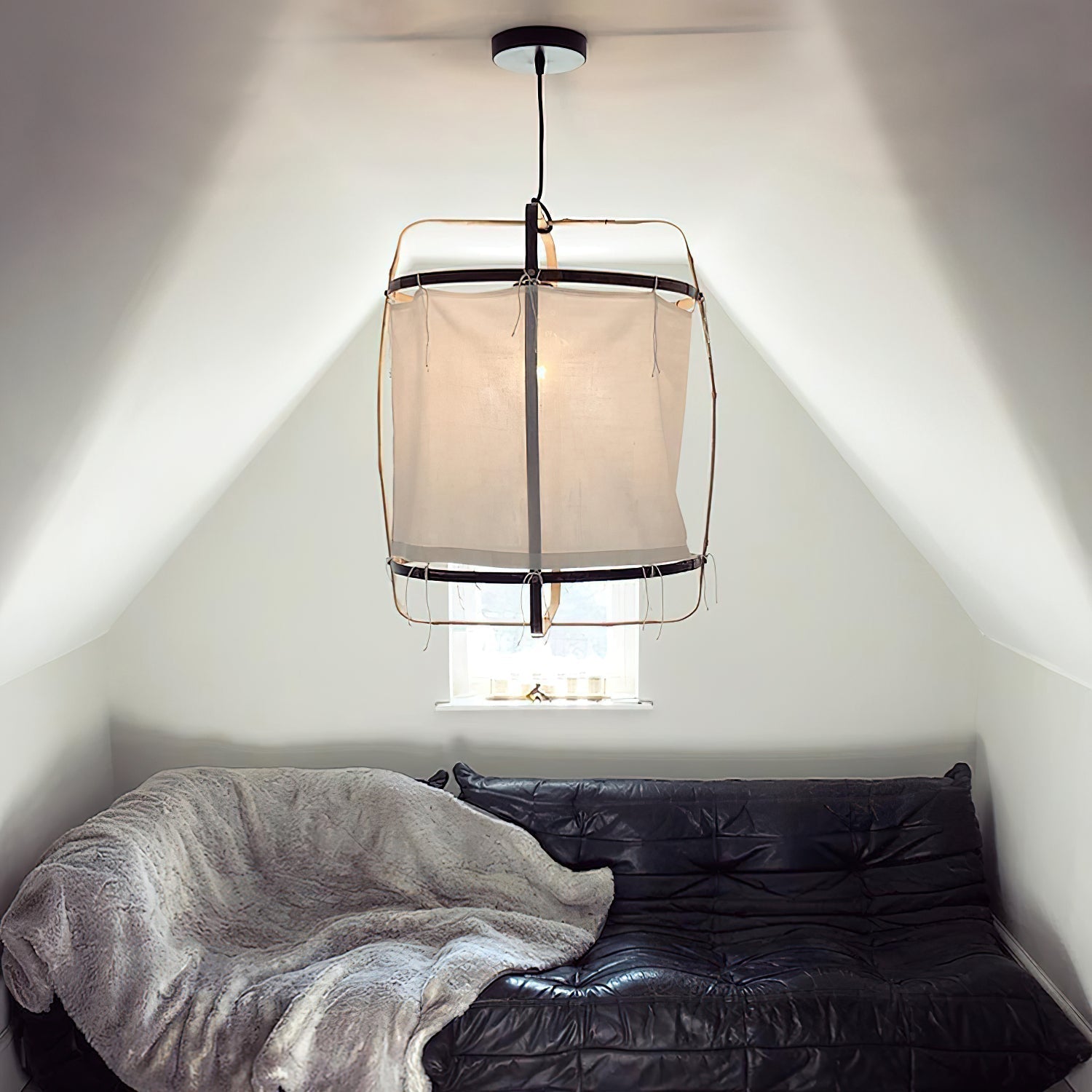 Lustra Suspension Abat-jour en Bambou pour Salon