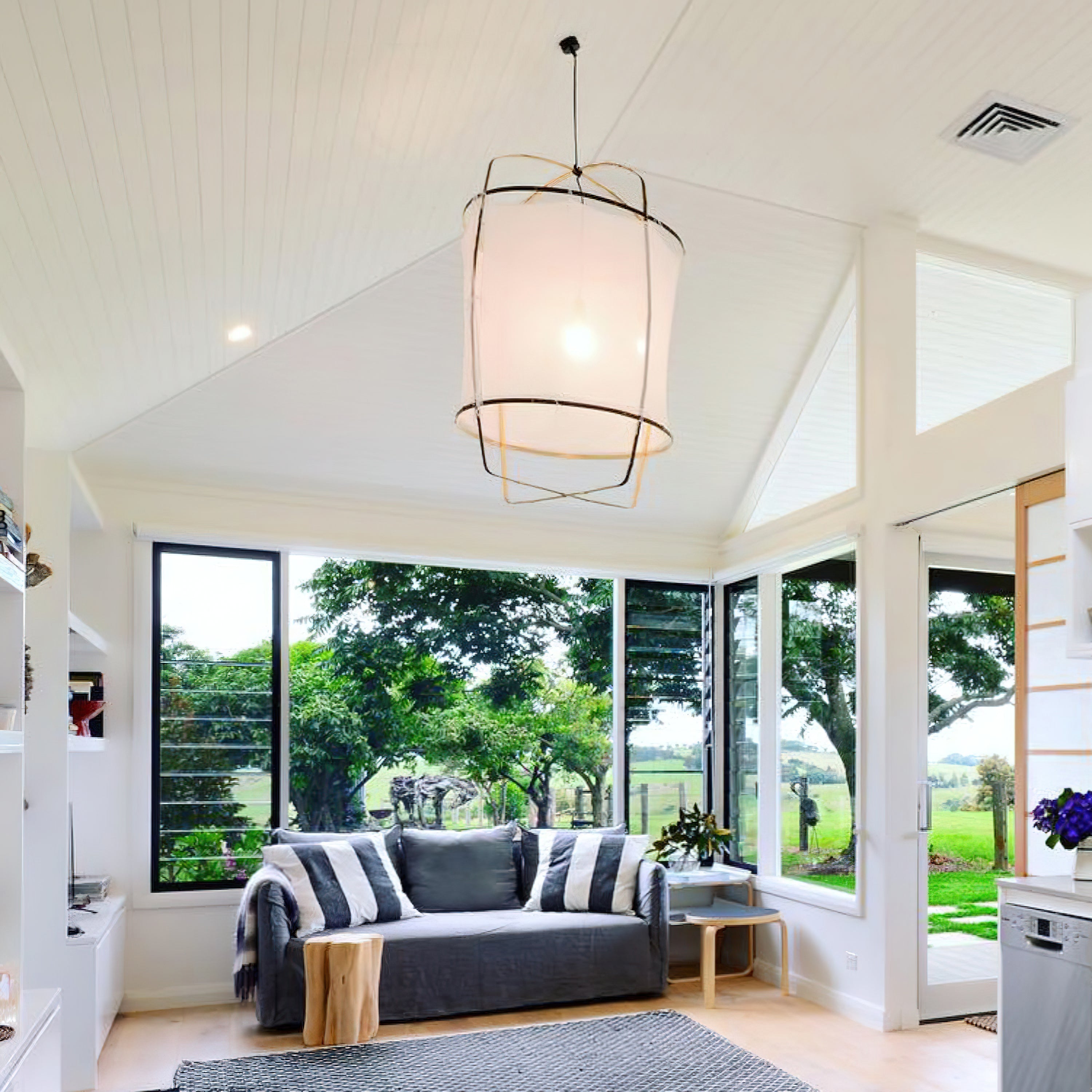 Lustra Suspension Abat-jour en Bambou pour Salon