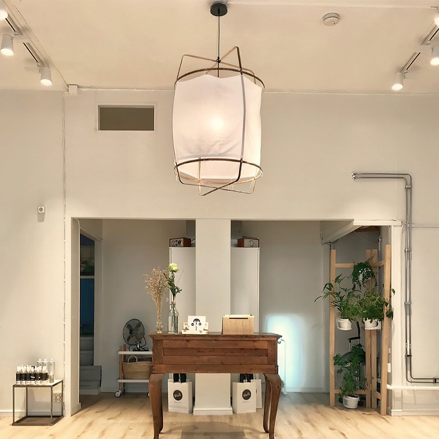 Lustra Suspension Abat-jour en Bambou pour Salon