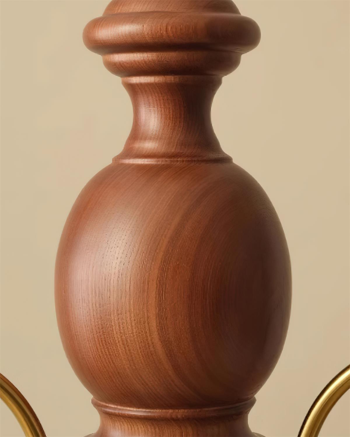 Lustre Abat-jours en Verre Tulipe Cadre en Bois de Noyer Style Rustique