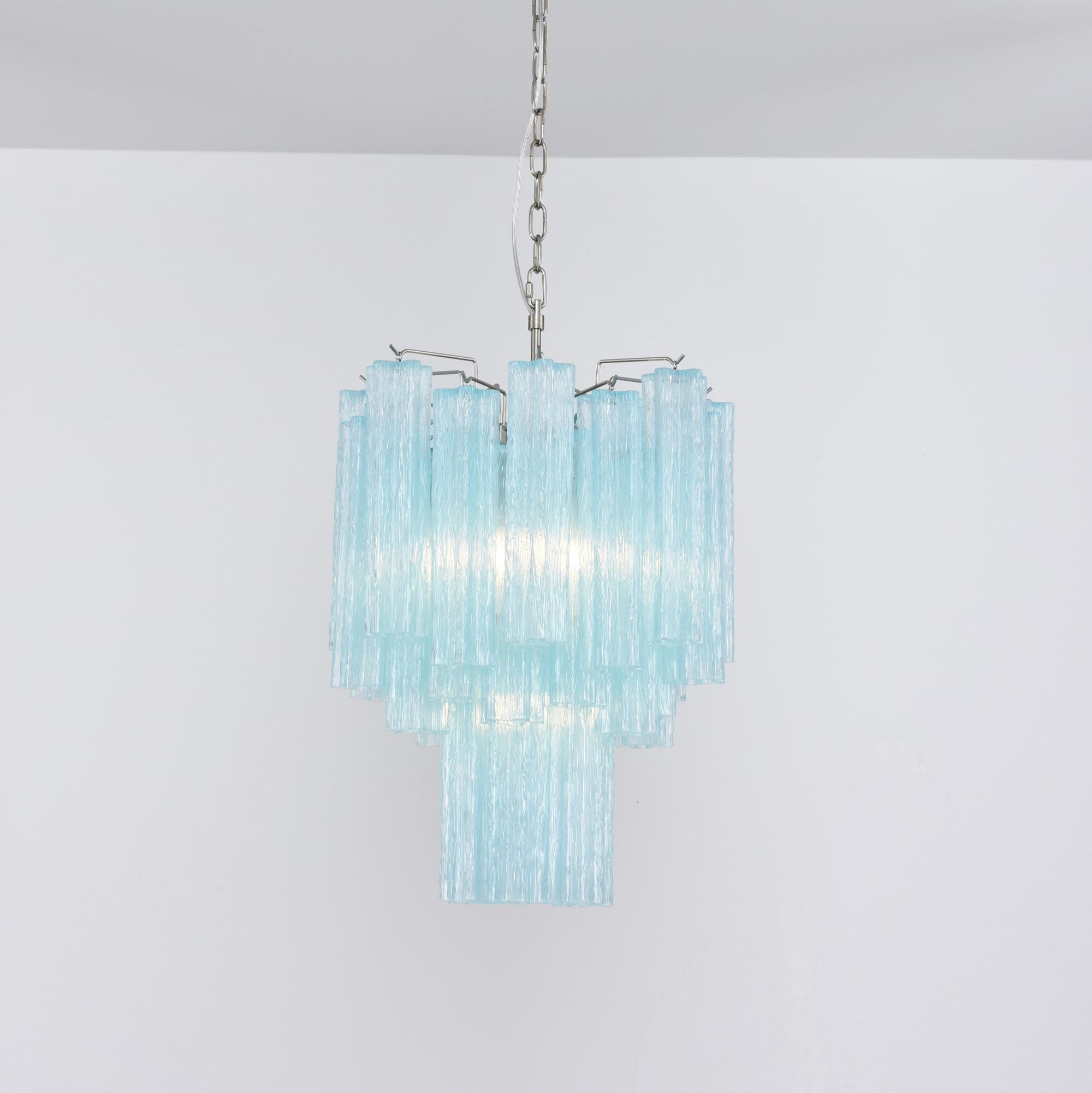 Aurora Lustre Azzura En Verre De Murano Tubes Style Côtier
