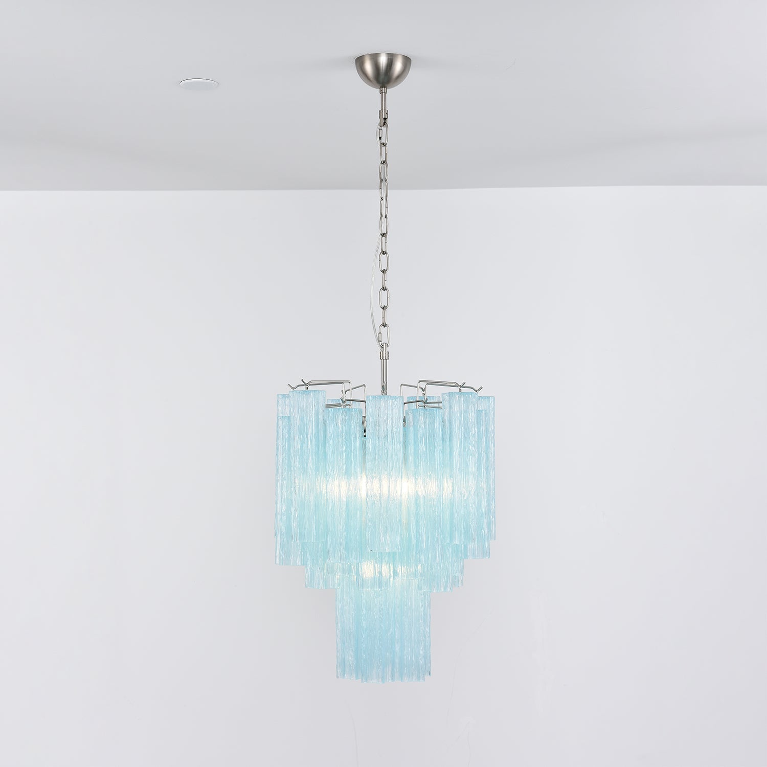 Aurora Lustre Azzura En Verre De Murano Tubes Style Côtier