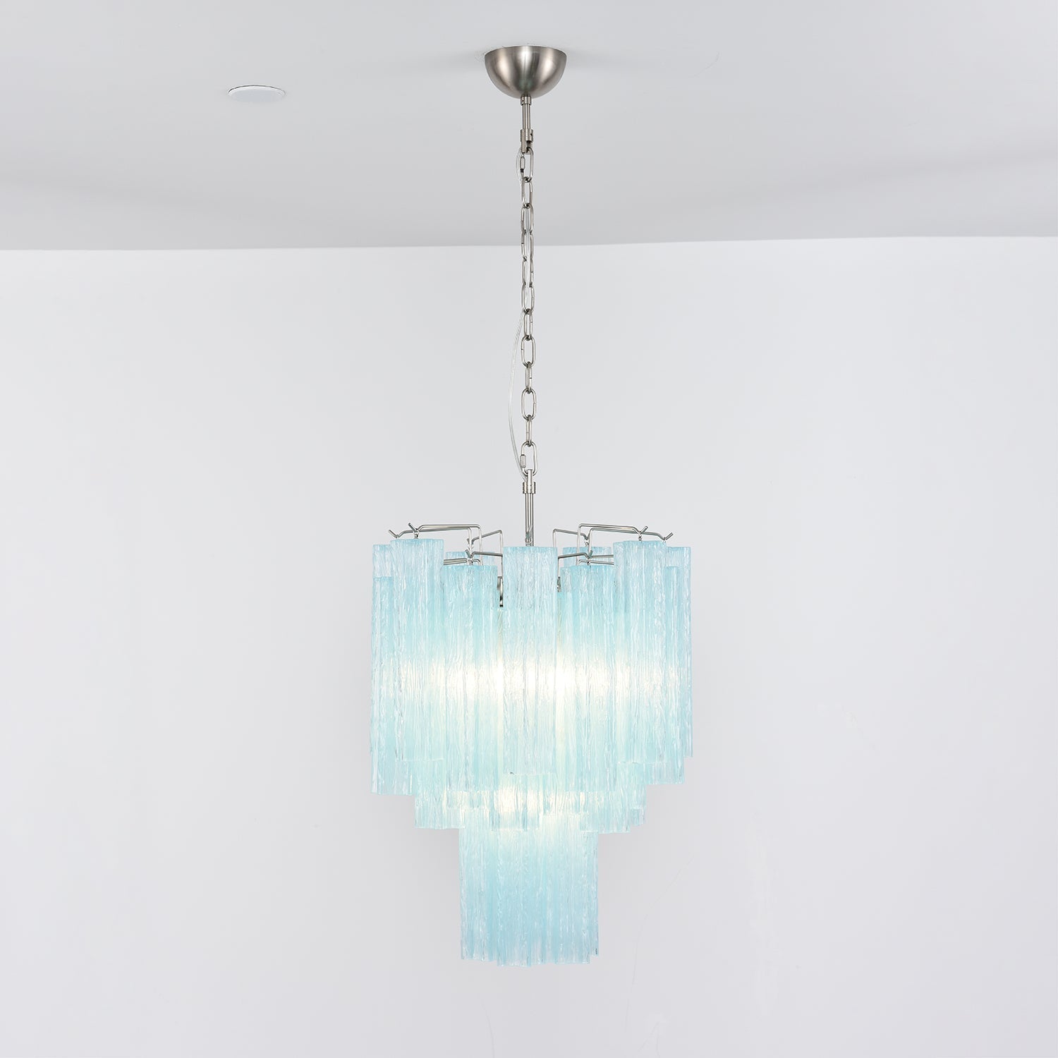 Aurora Lustre Azzura En Verre De Murano Tubes Style Côtier