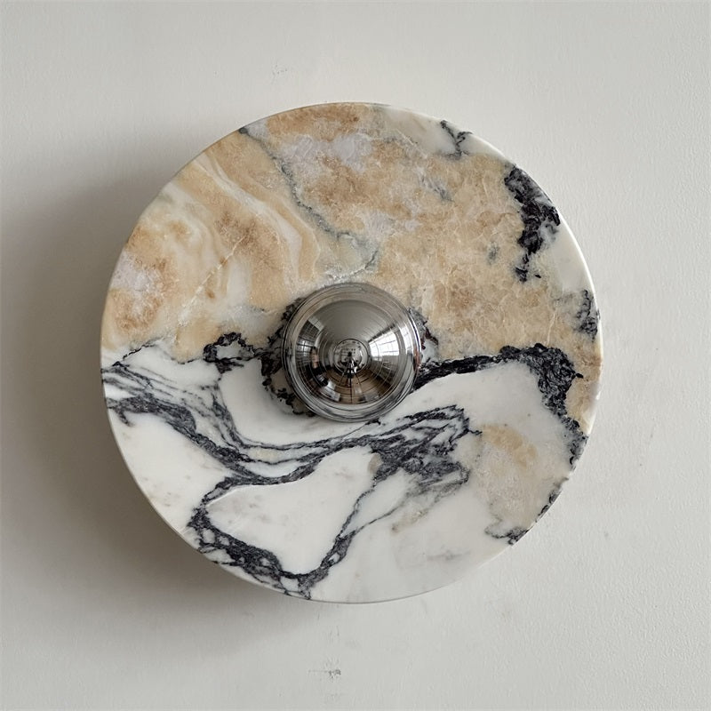 Zeno Applique Murale Ronde en Chrome, Marbre et Métal Style Minimaliste Moderne