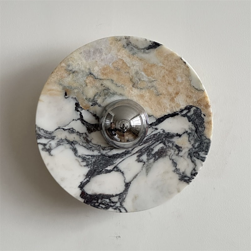 Zeno Applique Murale Ronde en Chrome, Marbre et Métal Style Minimaliste Moderne