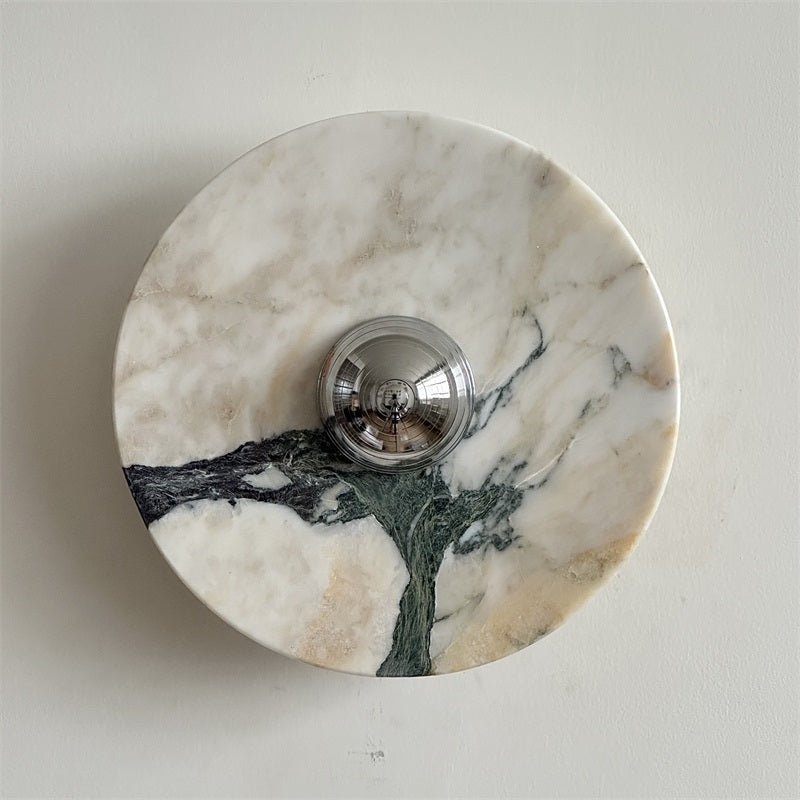 Zeno Applique Murale Ronde en Chrome, Marbre et Métal Style Minimaliste Moderne