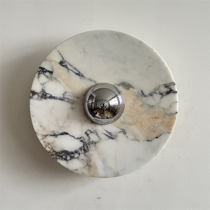 Zeno Applique Murale Ronde en Chrome, Marbre et Métal Style Minimaliste Moderne